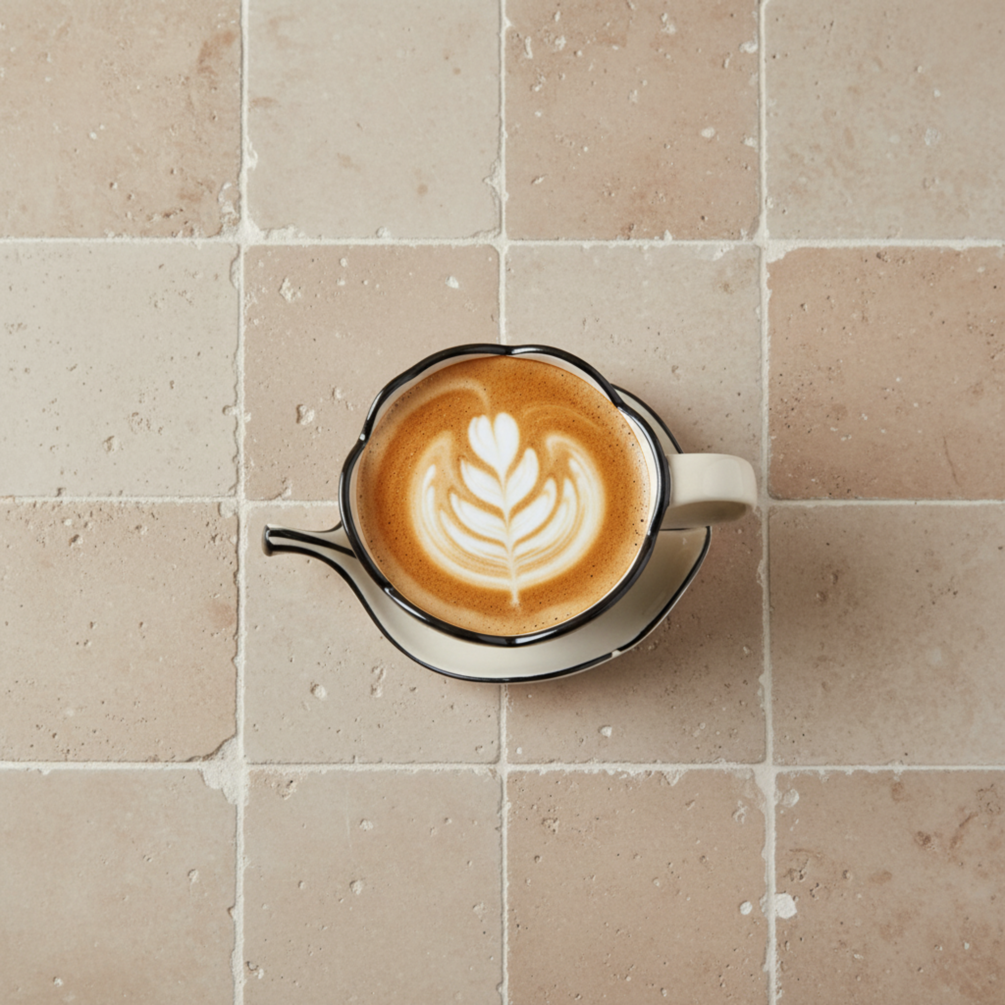 Mug Fleur Noir en Céramique avec Sous-Tasse – Élégance Premium