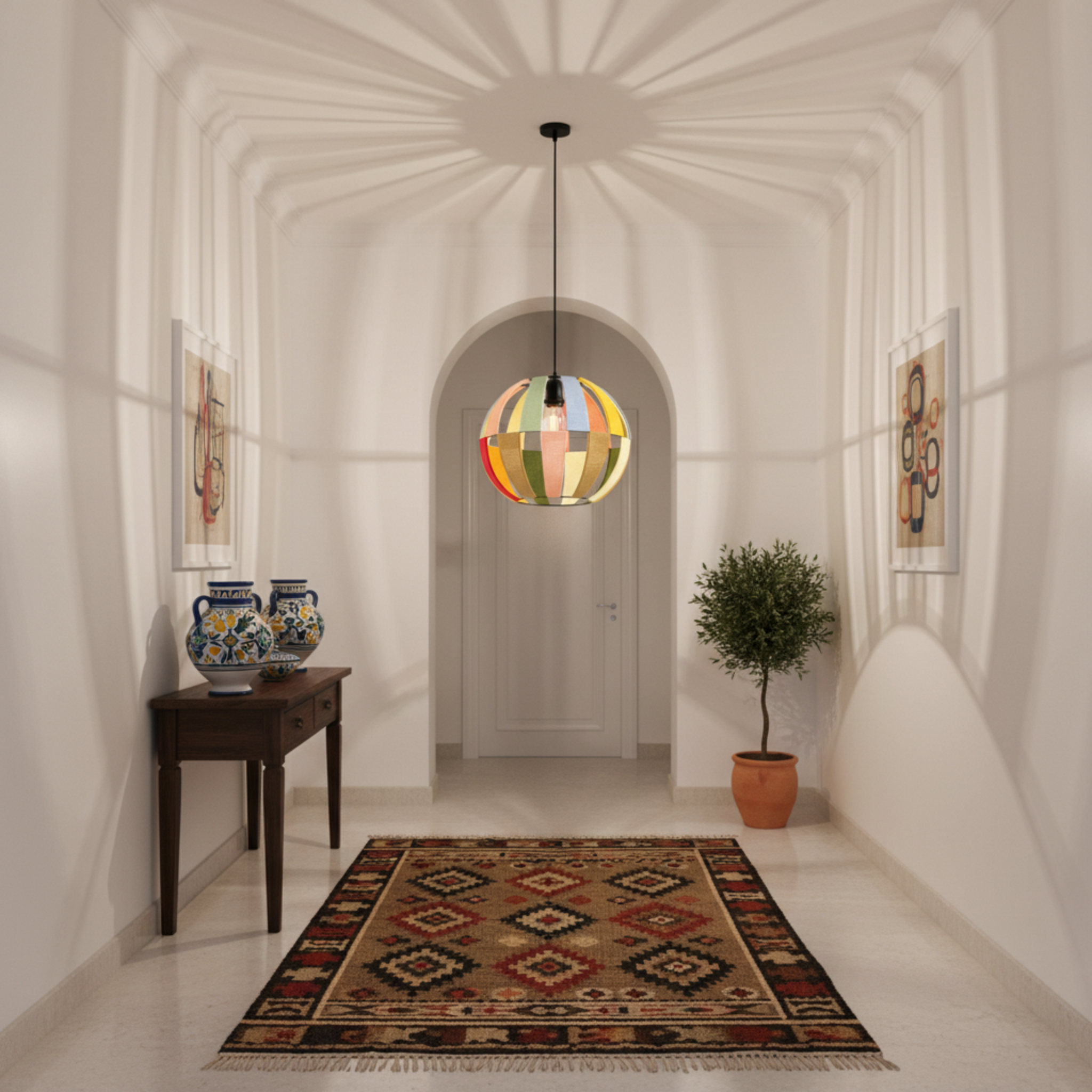 Suspension Sphérique Multicolore | Fibres Artisanales | Tunisie