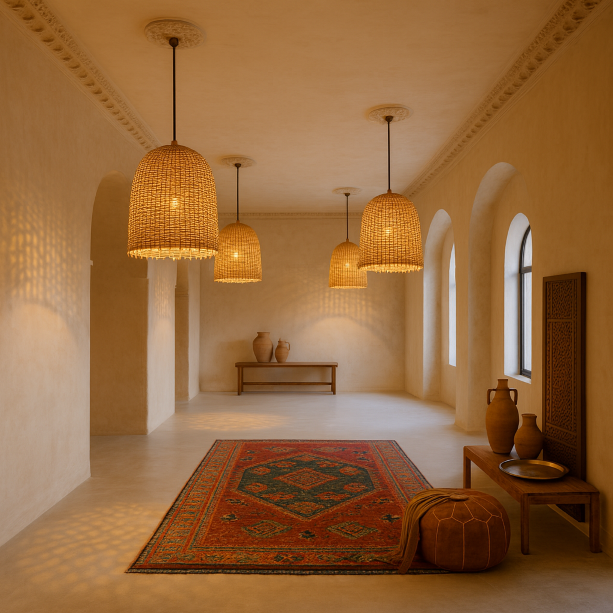 Lustre rotin | Lumière chaude, style naturel | Fiolla Home