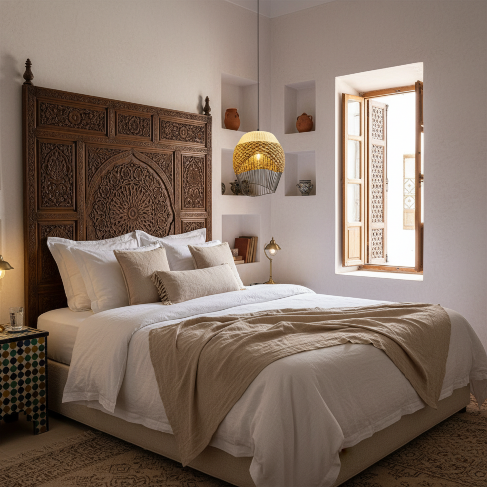 Suspension Corbeille Fibres Végétales & Métal | Design Artisanal | Tunisie