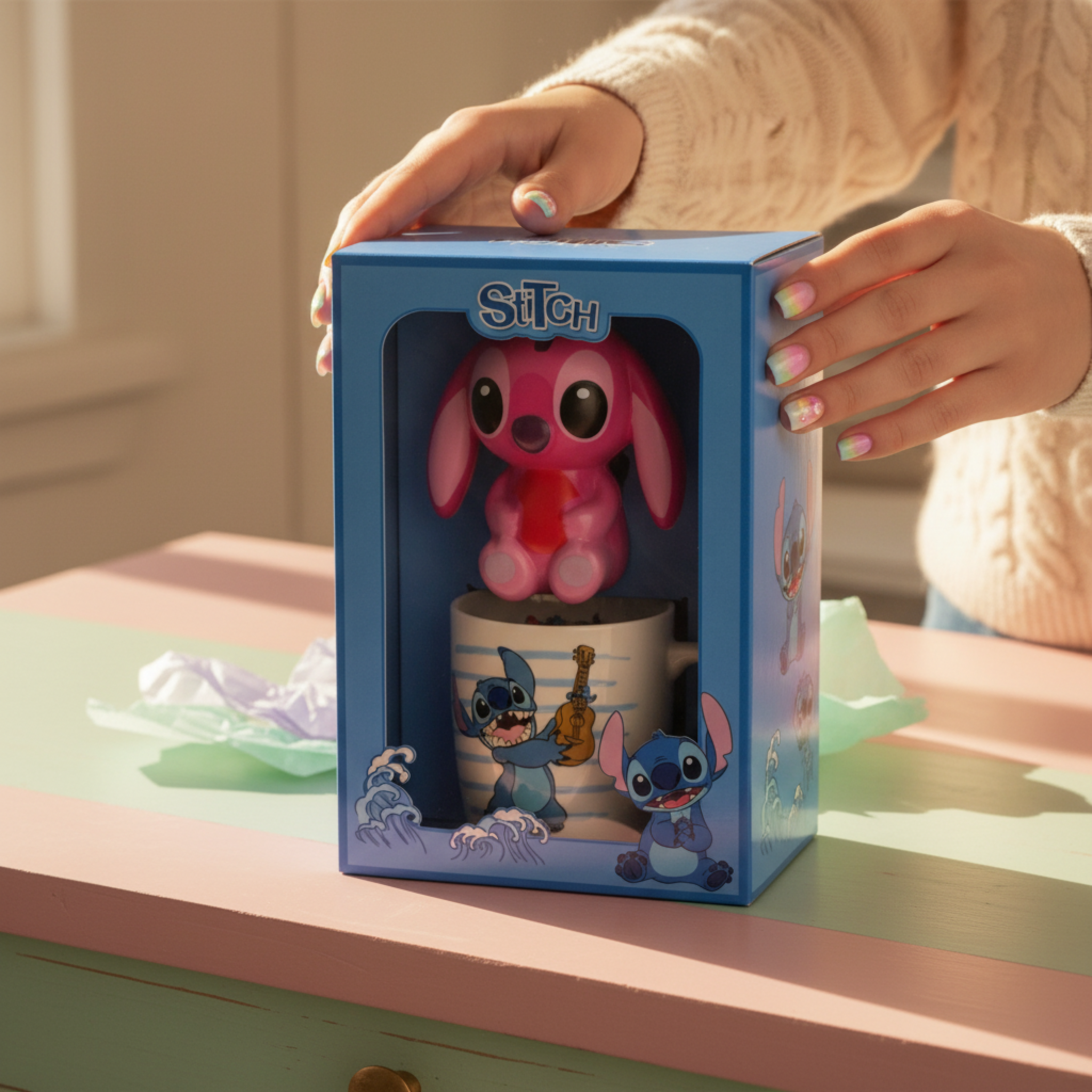 Coffret Mug Stitch + Squishy Angel Rose – Idée Cadeau Disney Tunisie