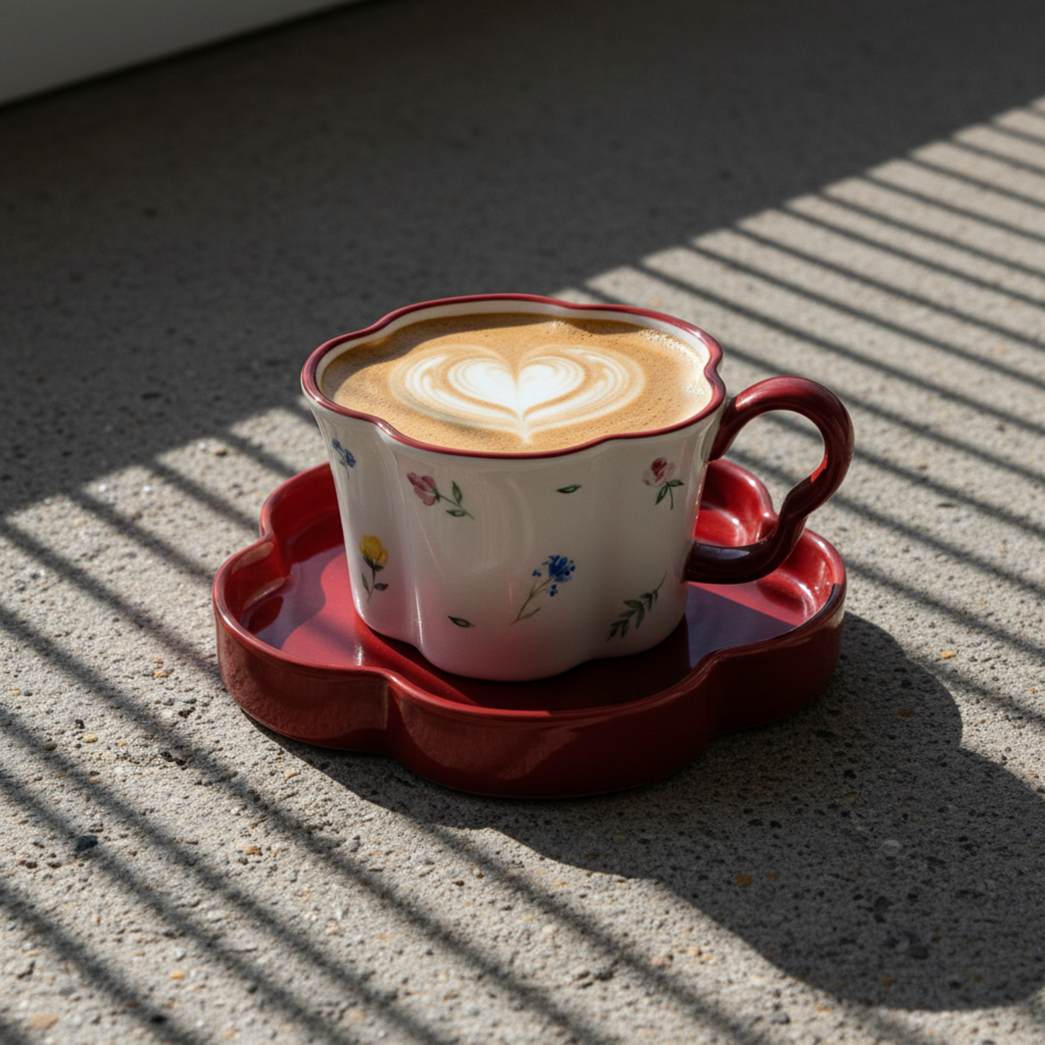 Tasse Forme Fleur & Soucoupe Rouge – Mug Cute & Idée Cadeau Tunisie