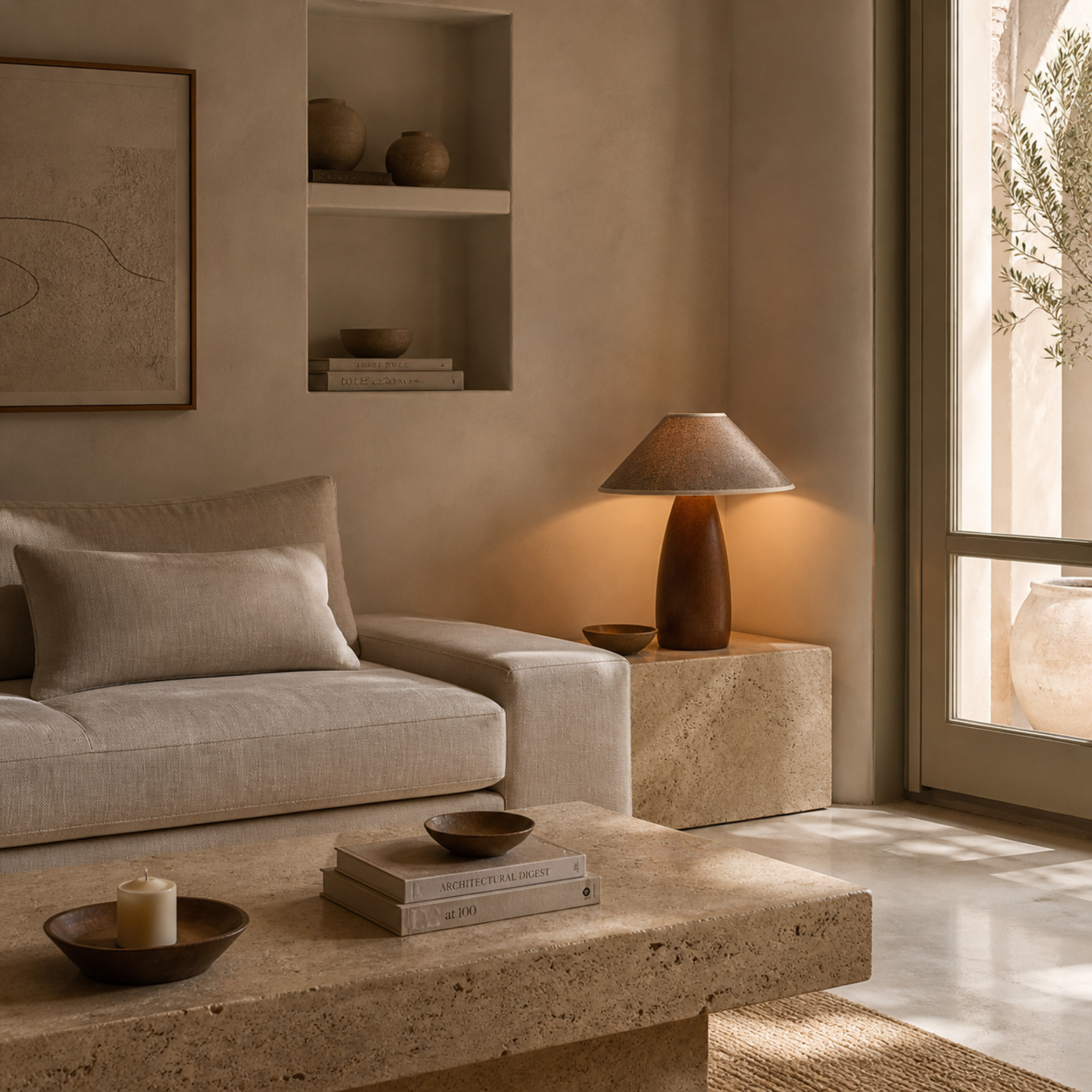 Lampe de Table Acajou Sapele | Abat-Jour Lin | Fiolla Home
