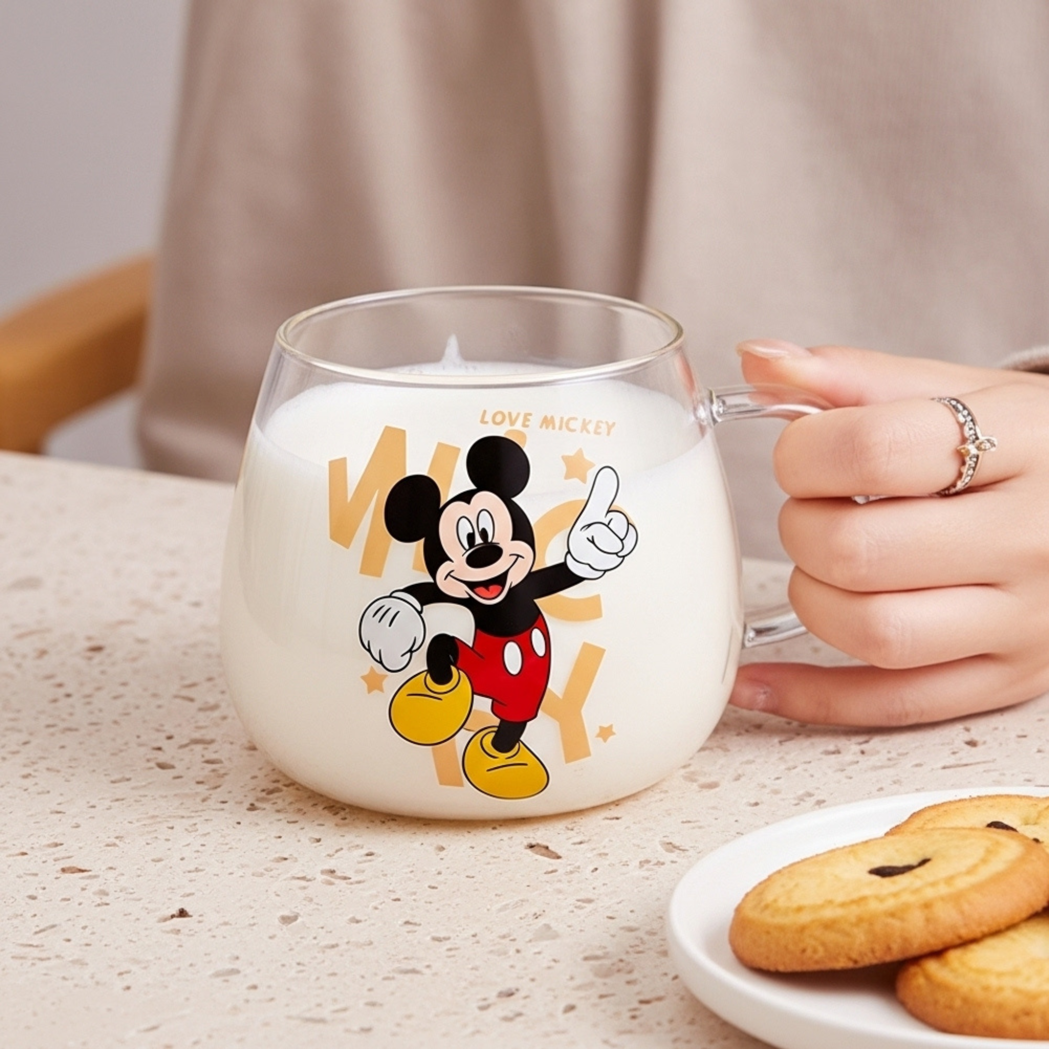 Tasse en verre décorée Mickey – Mug fun et ludique pour enfants & fans