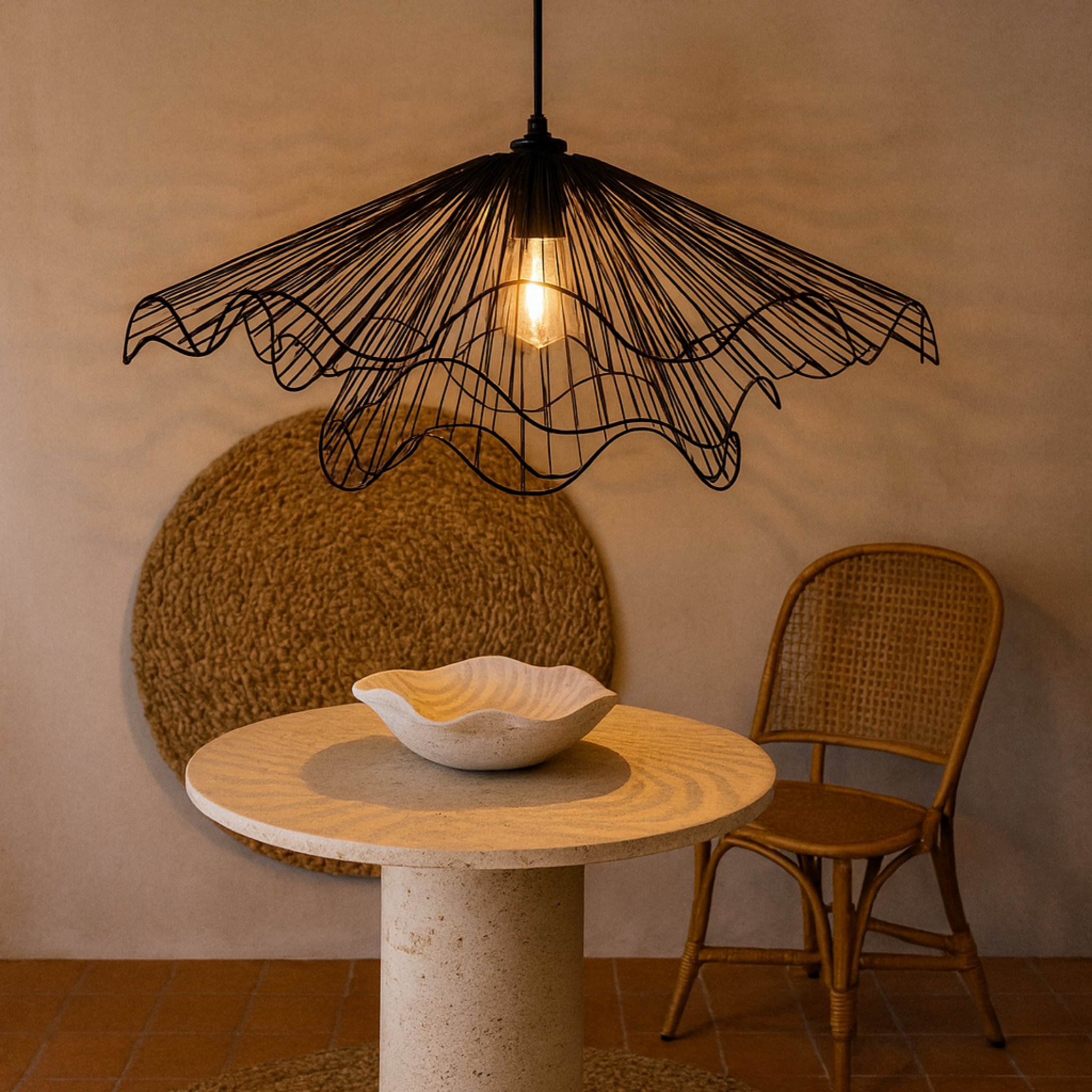 Suspension métal noir ondulé | Style vague Tunisie | Fiolla Home