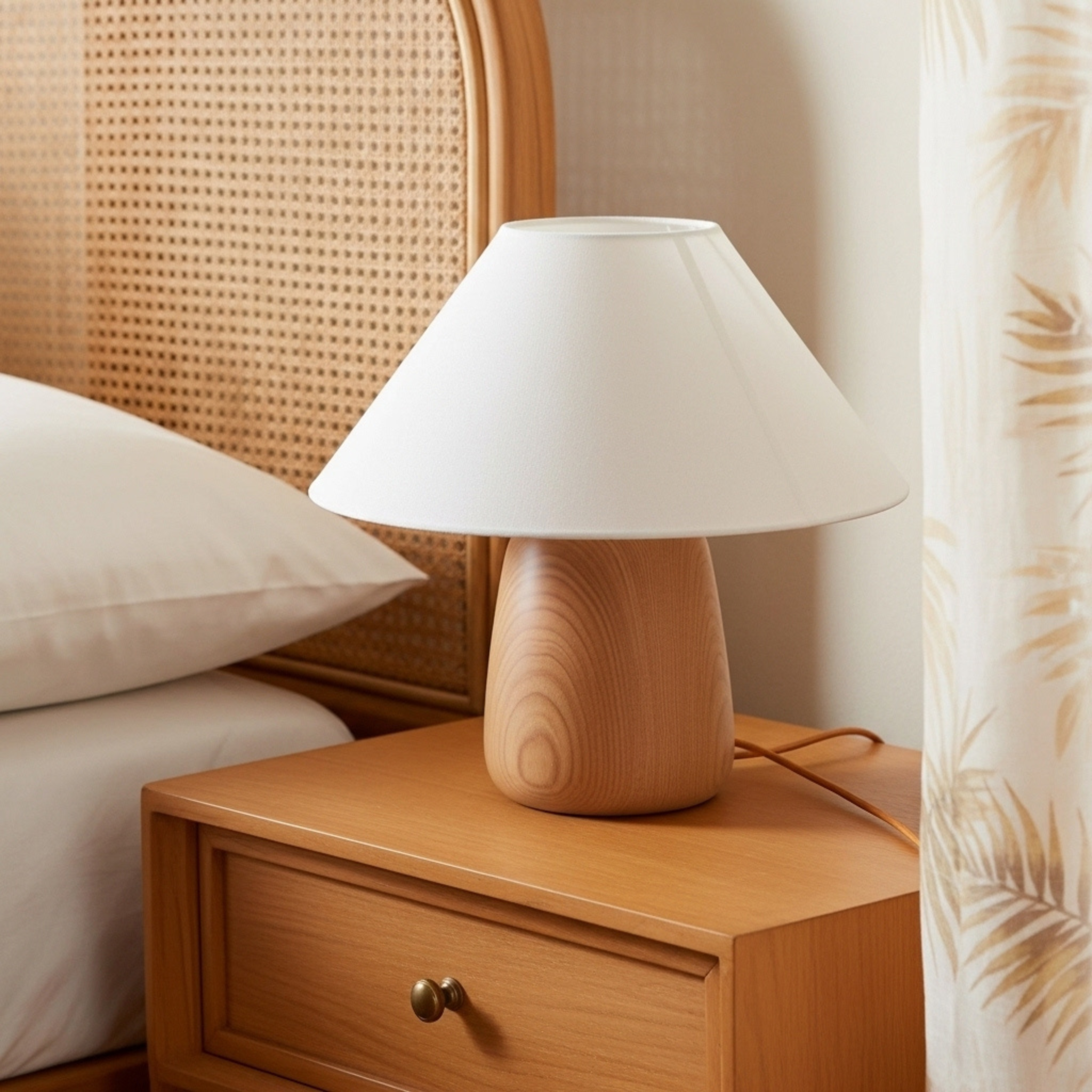 Veilleuse en Bois Artisanale – Lampe de Chevet Design Tunisie