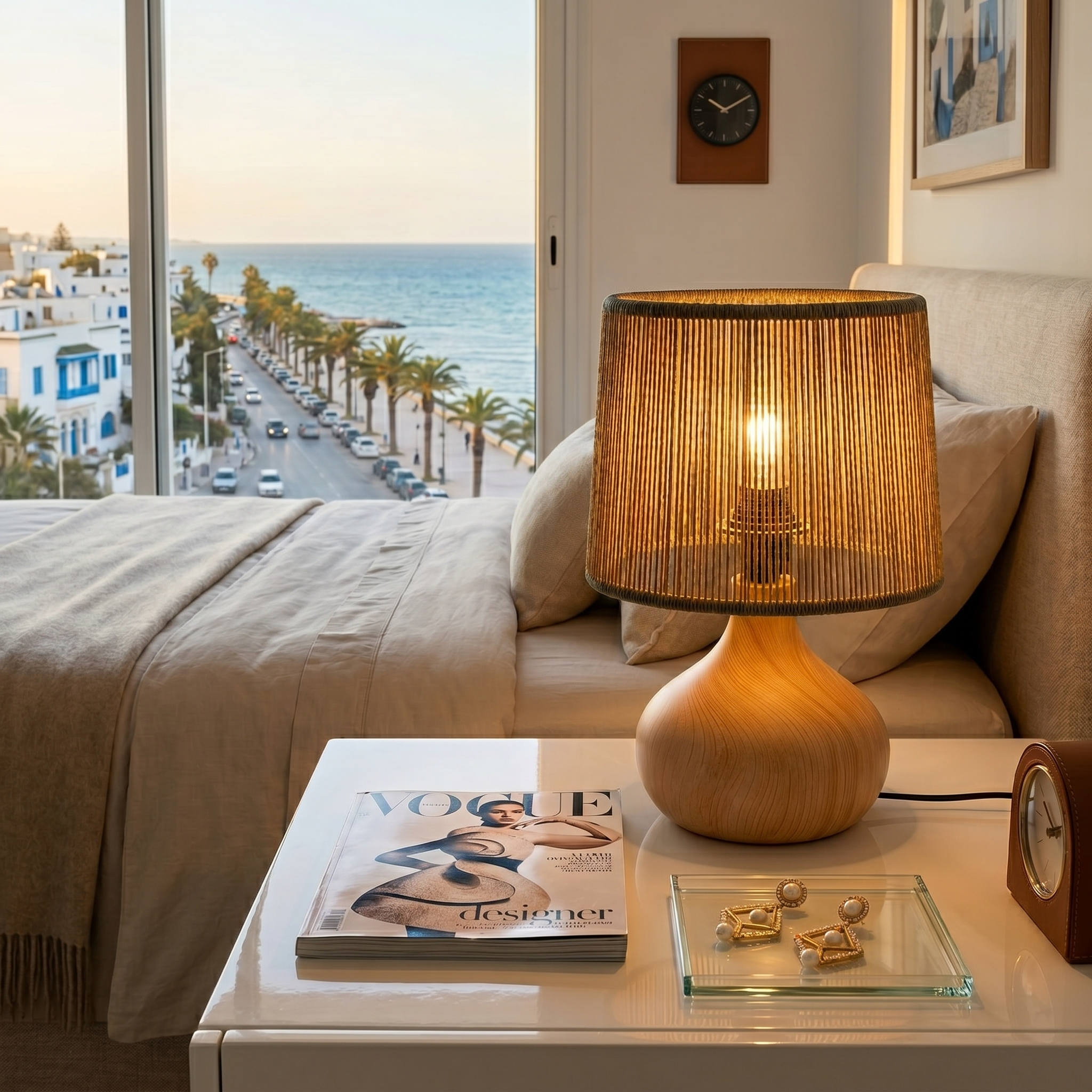 Lampe à Poser Boho | Design Jute & Bois Fait Main | Fiolla Home