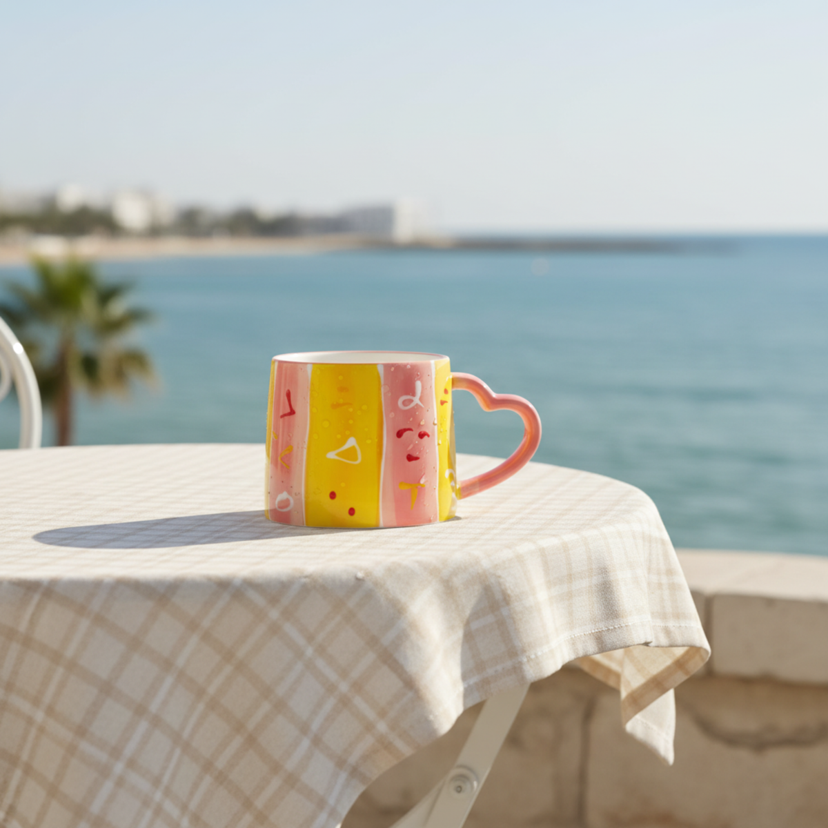 Mug Coloré avec Anse en Forme de Cœur | Tasse Originale en Céramique