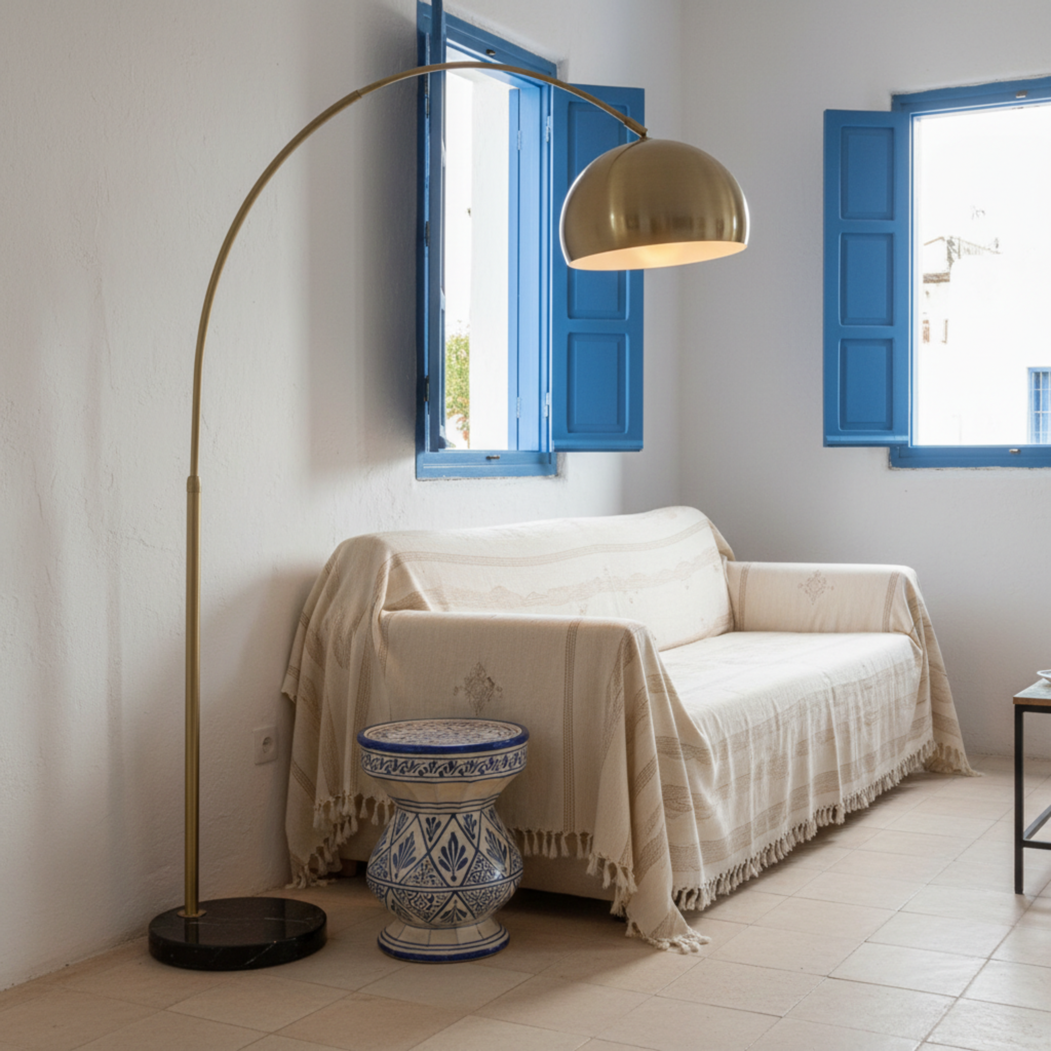 Lampadaire Arc Bronze Premium – Design Luxe & Élégance Tunisie