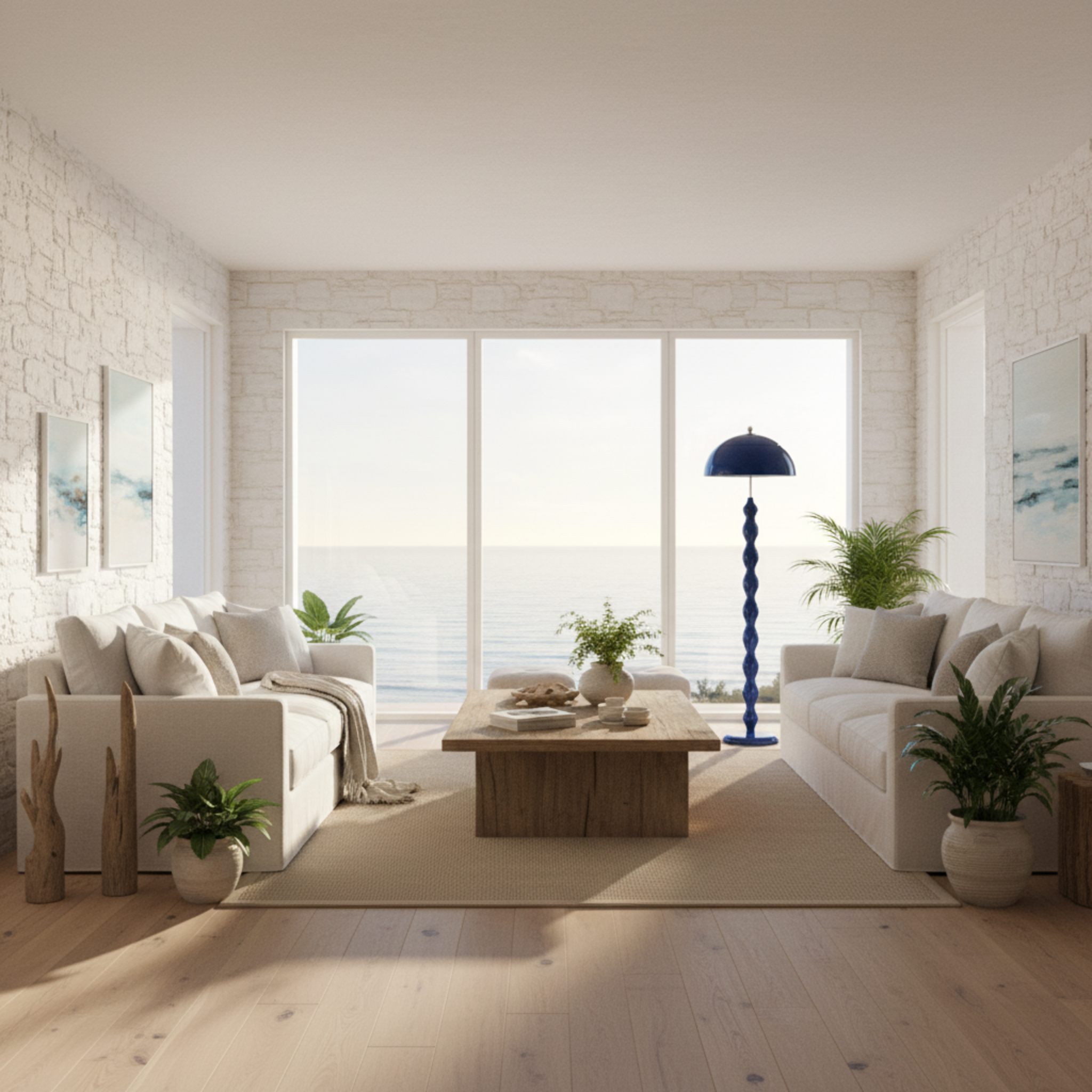 Lampadaire Design "Totem" Bleu | Luminaire Salon Style Nature & Rétro Tunisie