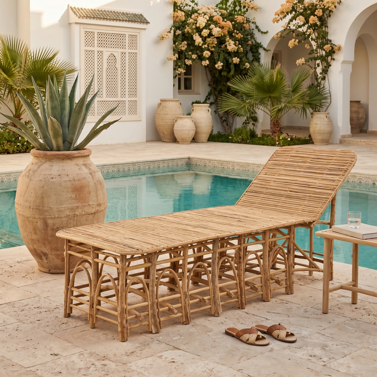 Chaise Longue Bois Palmier Dattier Luna Tunisie | Fiolla Home