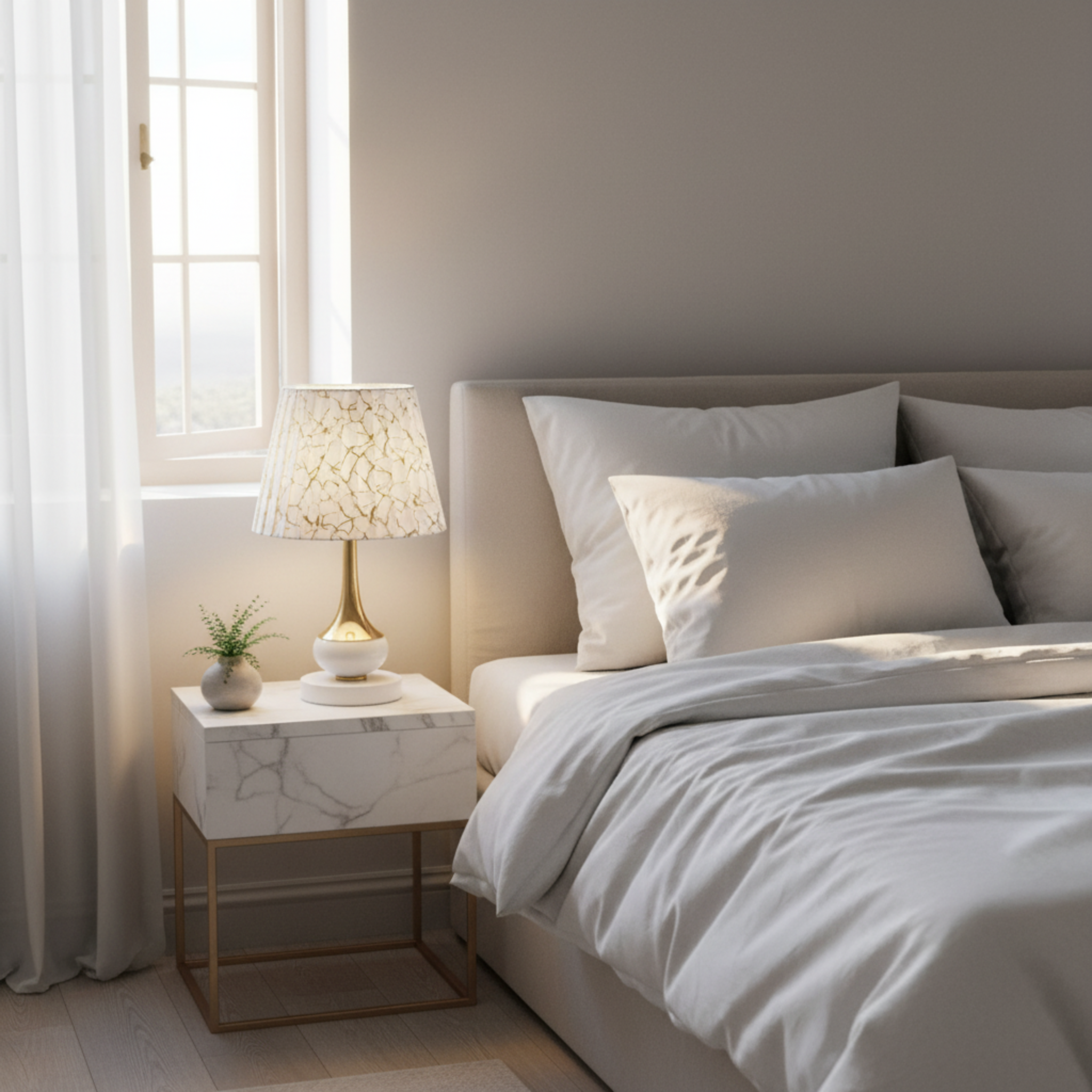 Lampe de Chevet Dorée Effet Marbre | Fiolla Home Tunisie