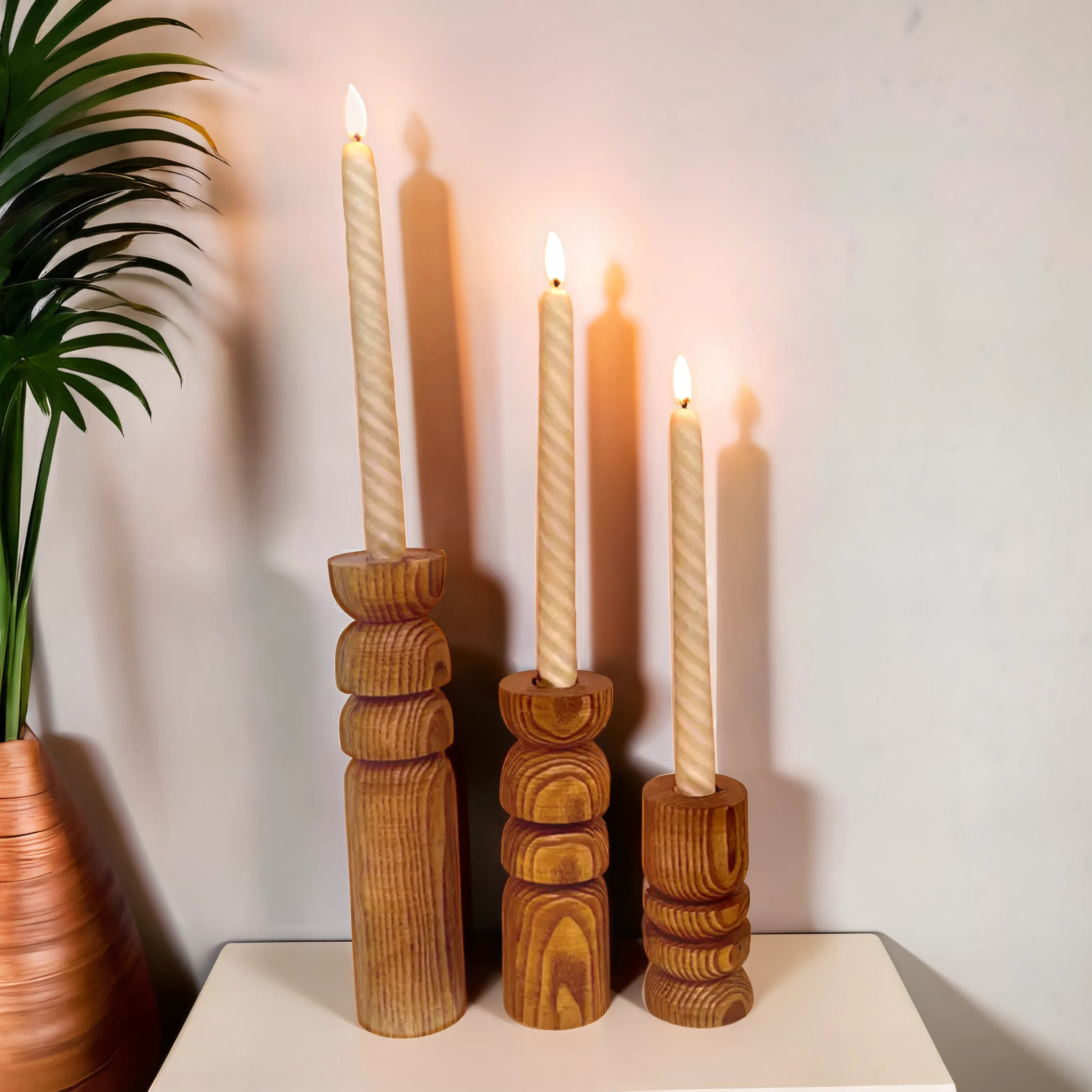 Bougeoirs en Bois Sculpté | Design Moderne et Minimaliste | Fiolla Home
