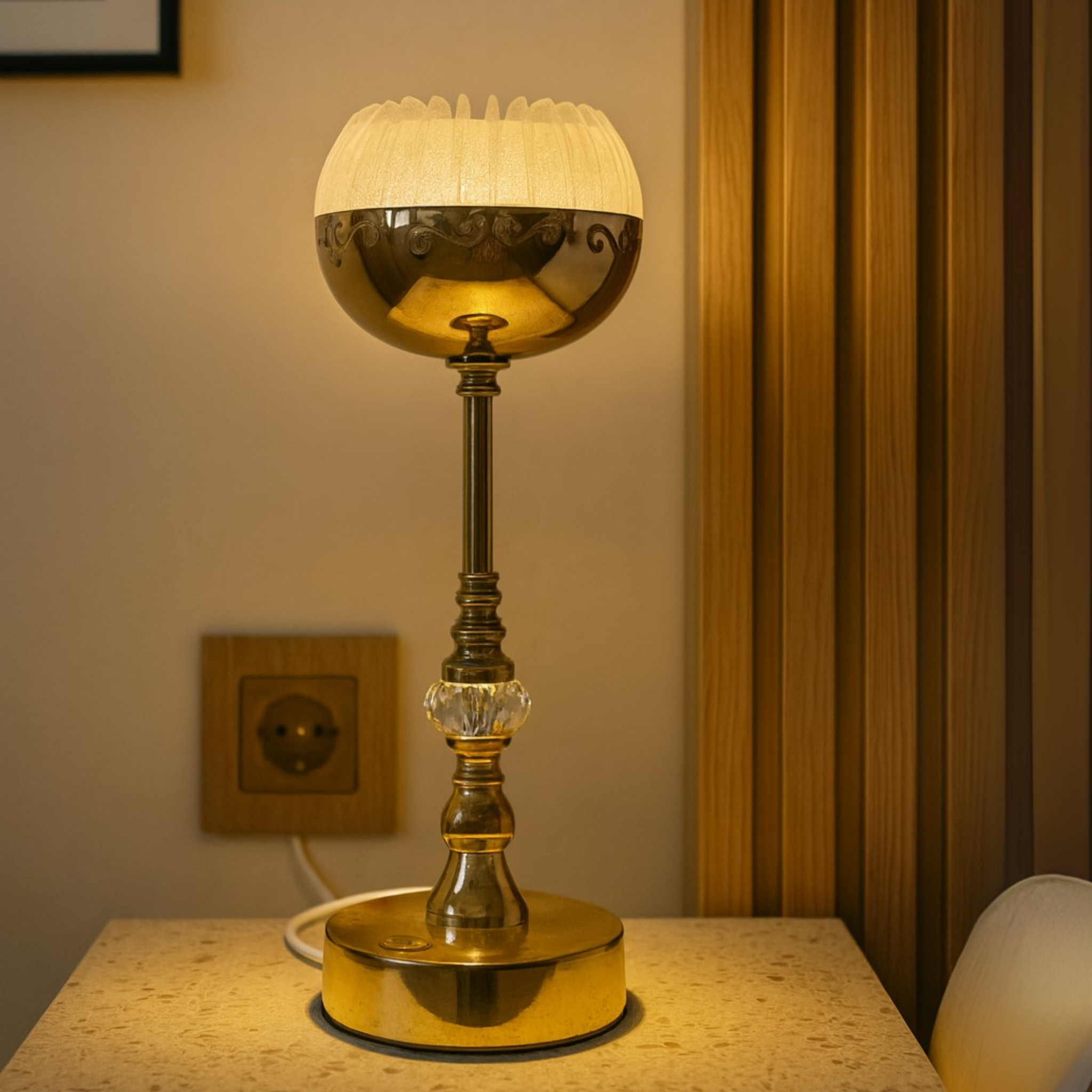 Veilleuse Dôme Doré & Cristal | Lampe de Table | Fiolla Home