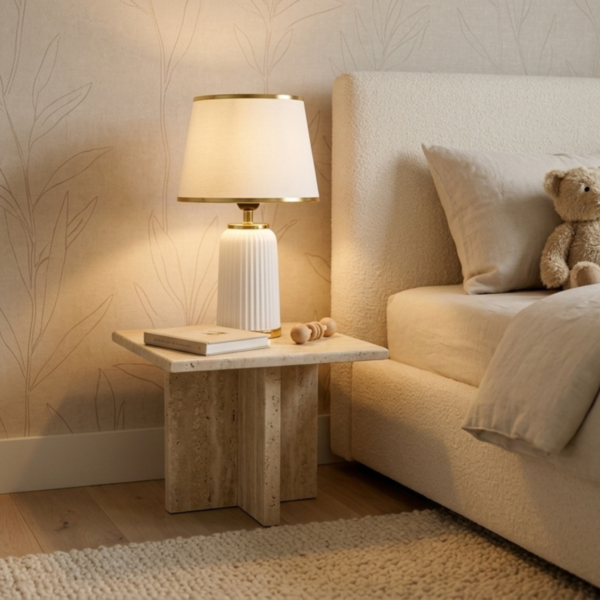 Lampe à Poser Blanche Or Tunisie | Chevet Céramique Chic | Fiolla Home