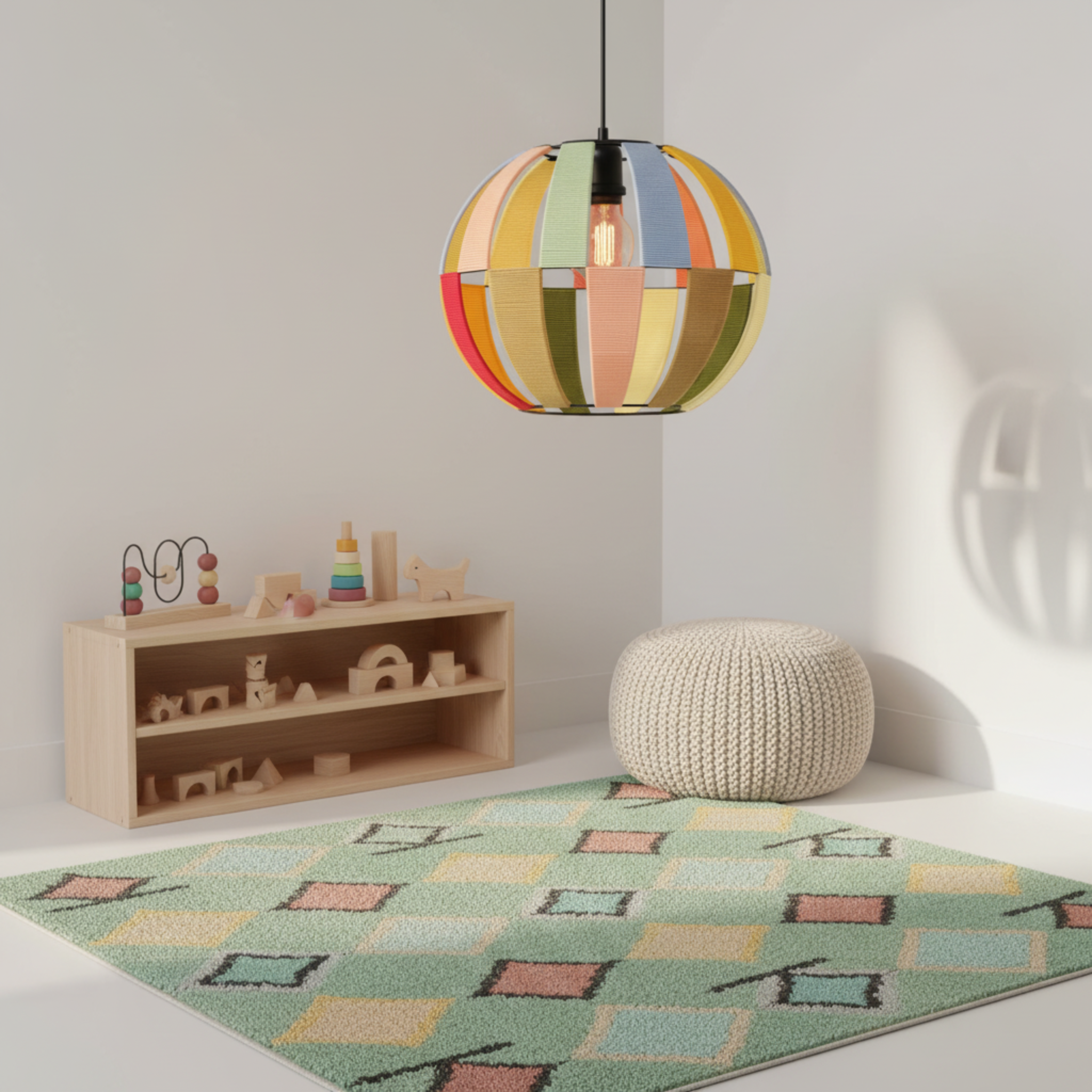 Suspension Sphérique Multicolore | Fibres Artisanales | Tunisie