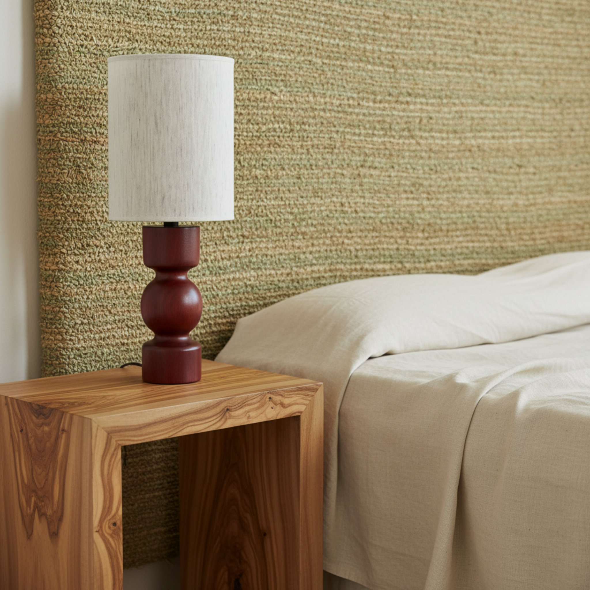 Lampe de chevet Qamra – bois handmade | Tunisie