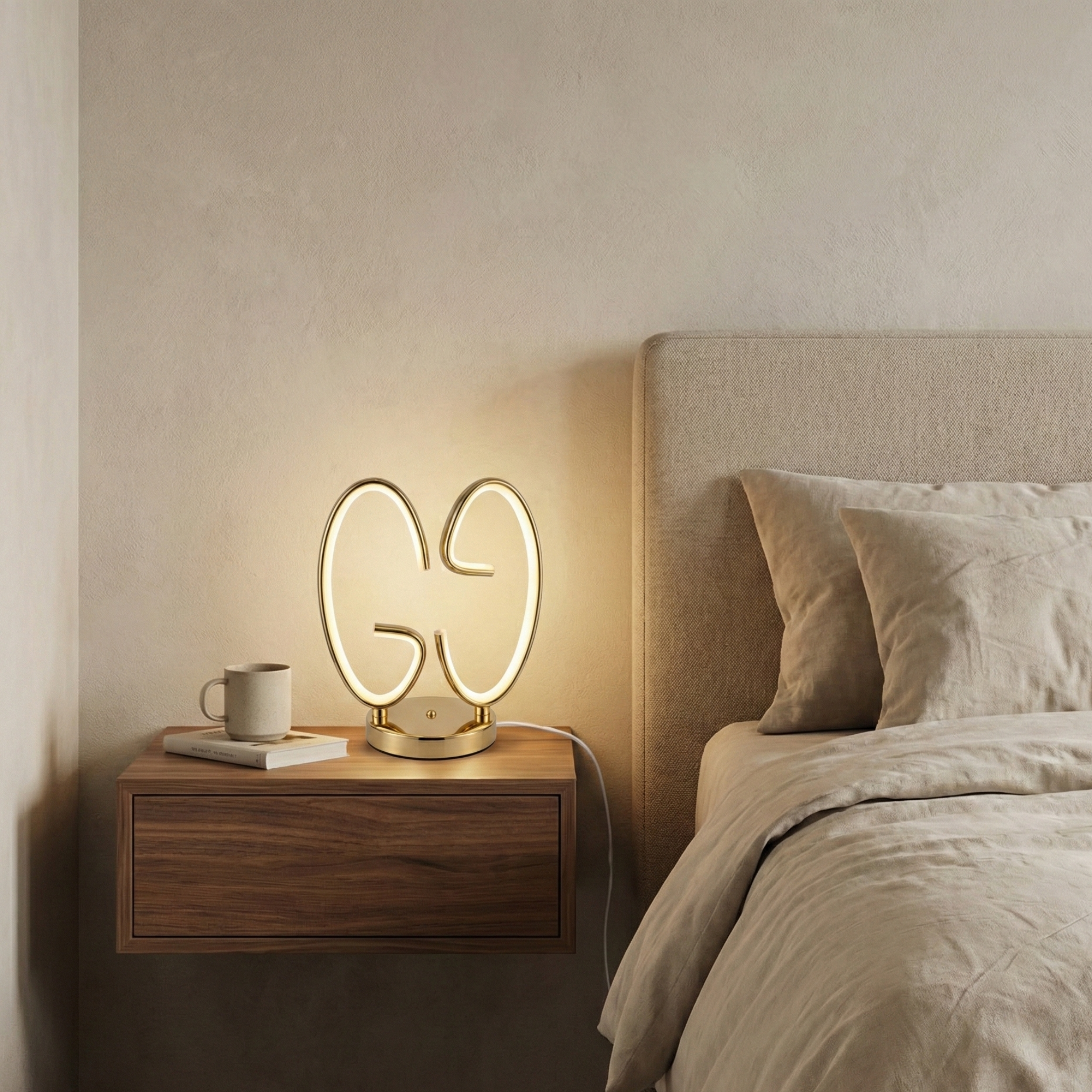 Lampe Sculpturale LED "Infinity" Or | Luminaire Tunisie