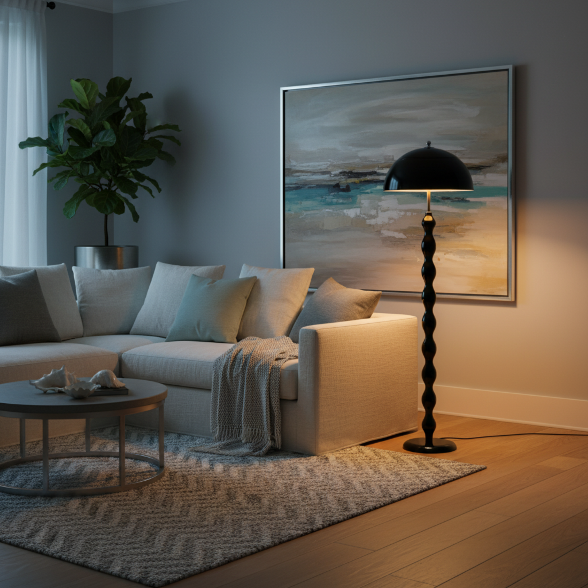 Lampadaire sur Pied Design "Totem" Noir Laqué | Luminaire Salon Moderne Tunisie