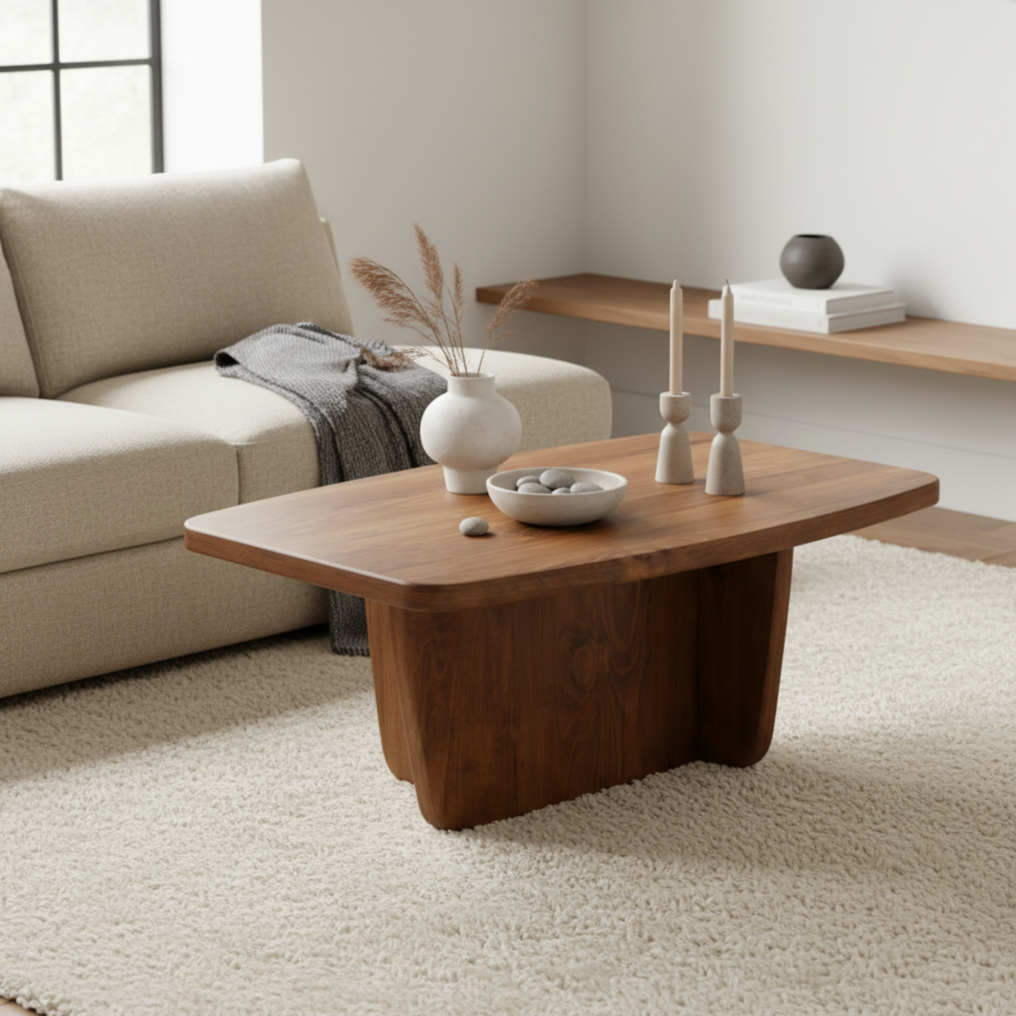 Table Basse Design Organique en Bois Massif – Tendance Tunisie