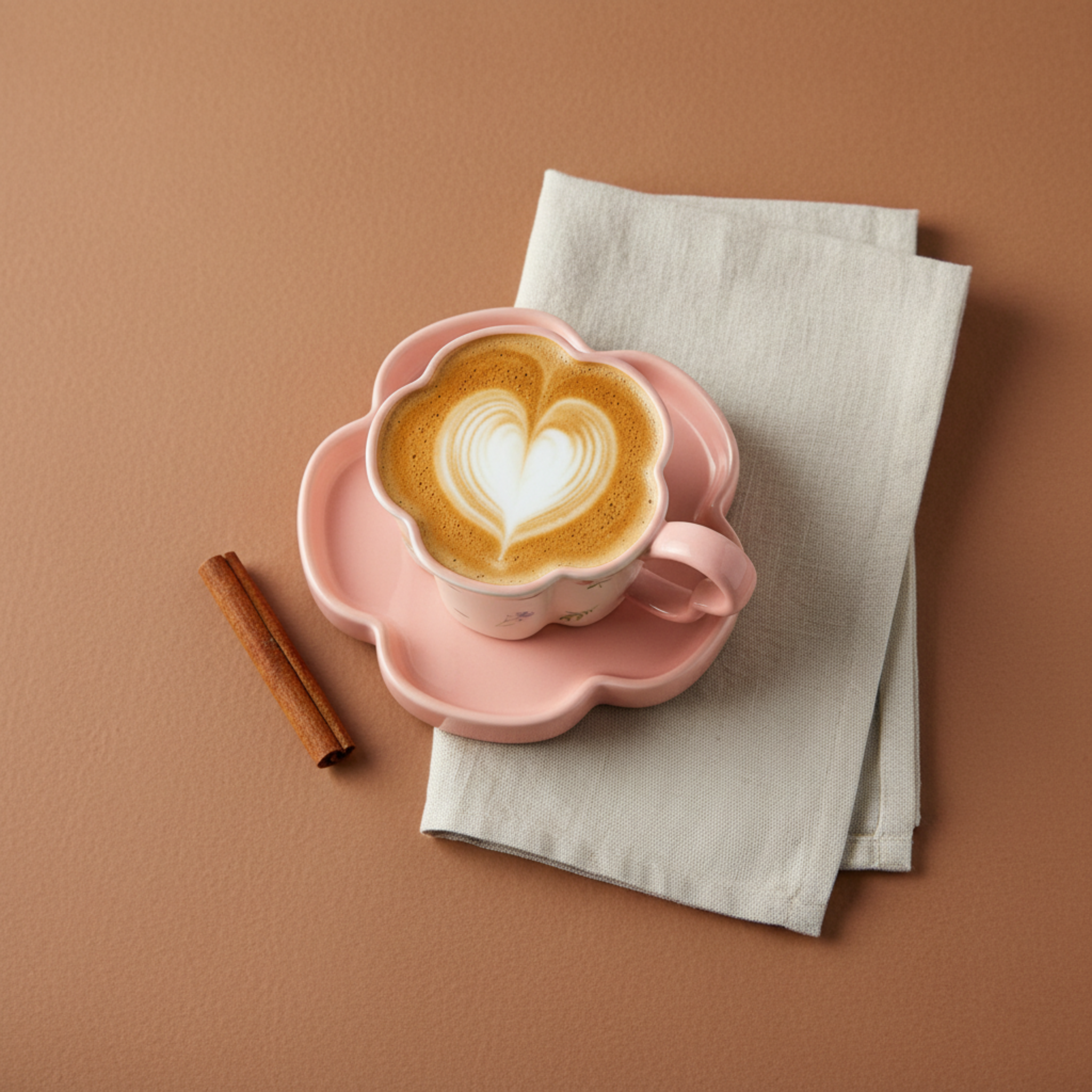 Mug Fleur Rose Céramique & Soucoupe – Idée Cadeau Cute Tunisie