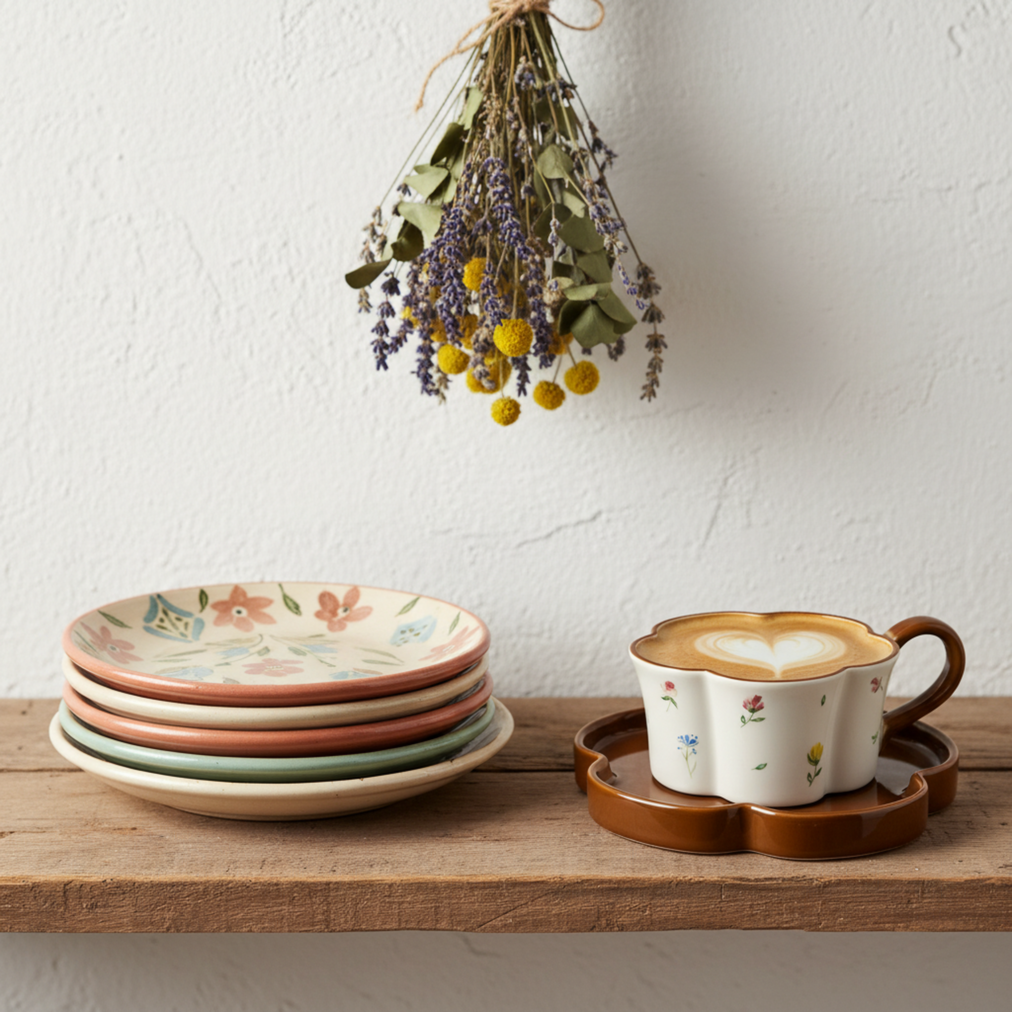 Tasse Fleur & Soucoupe Marron – Mug Cute Idée Cadeau Tunisie