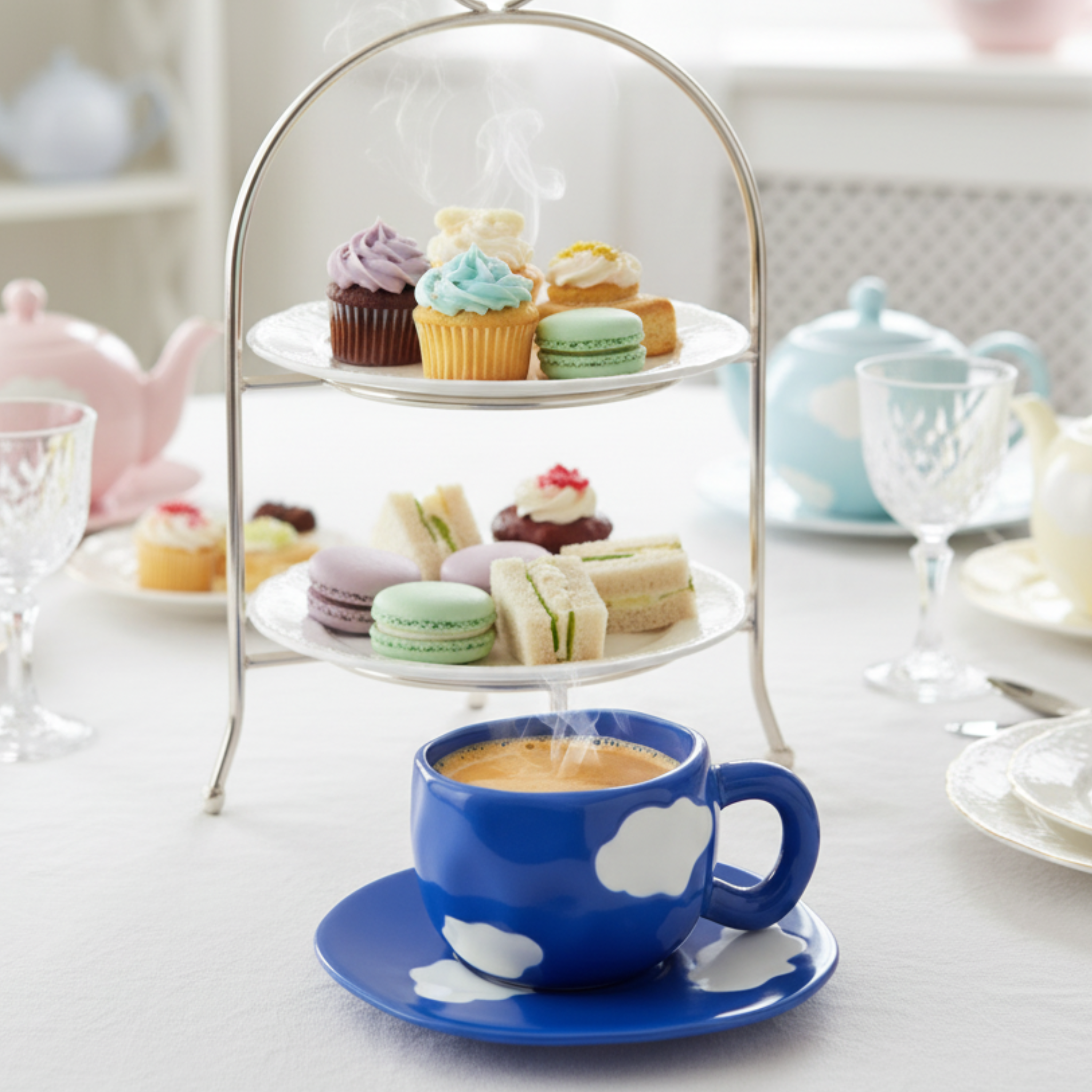 Tasse Café Nuages Bleue avec Soucoupe | Céramique | Fiolla Home