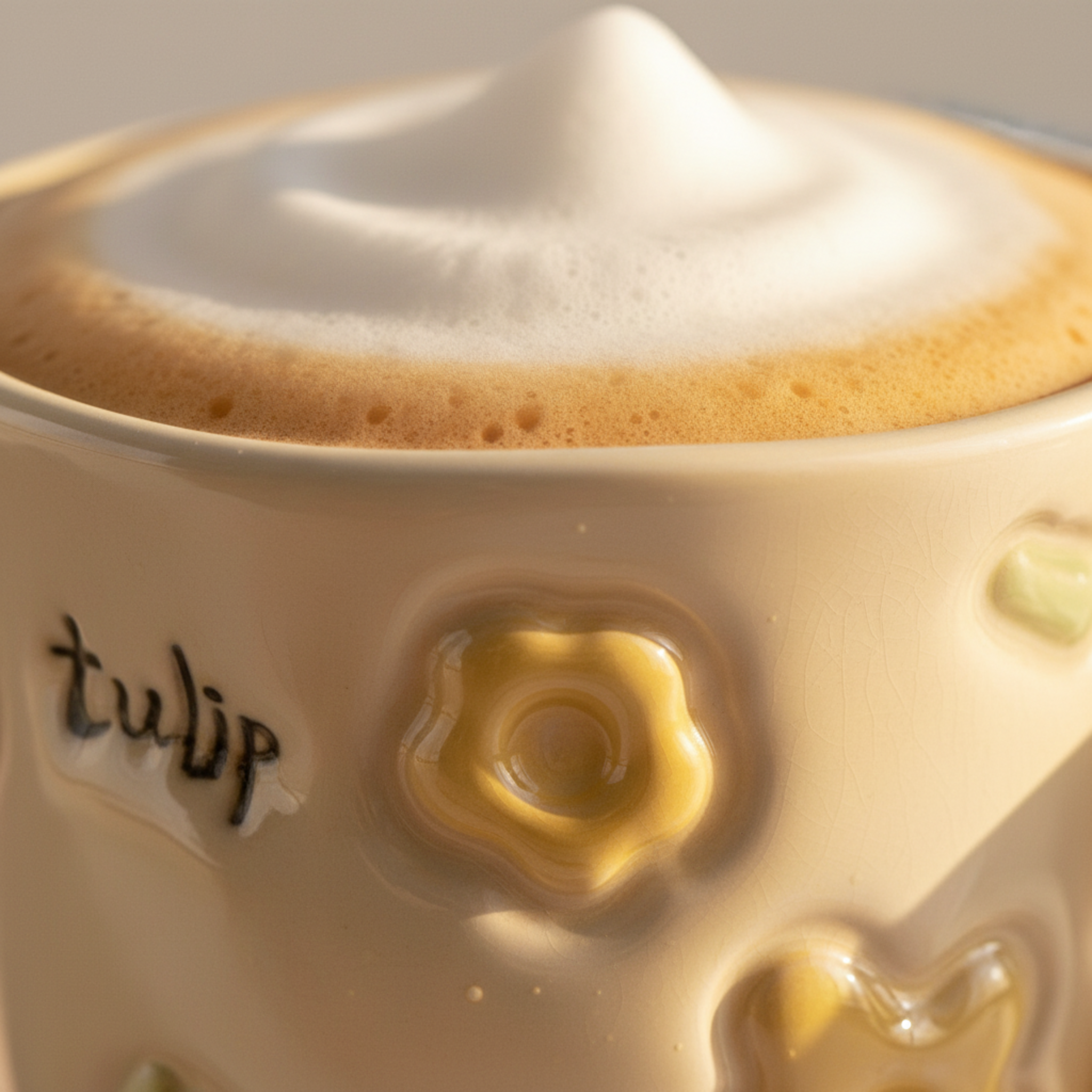 Mug Jaune Design Fleur en Relief en Céramique – Style Moderne Tunisie