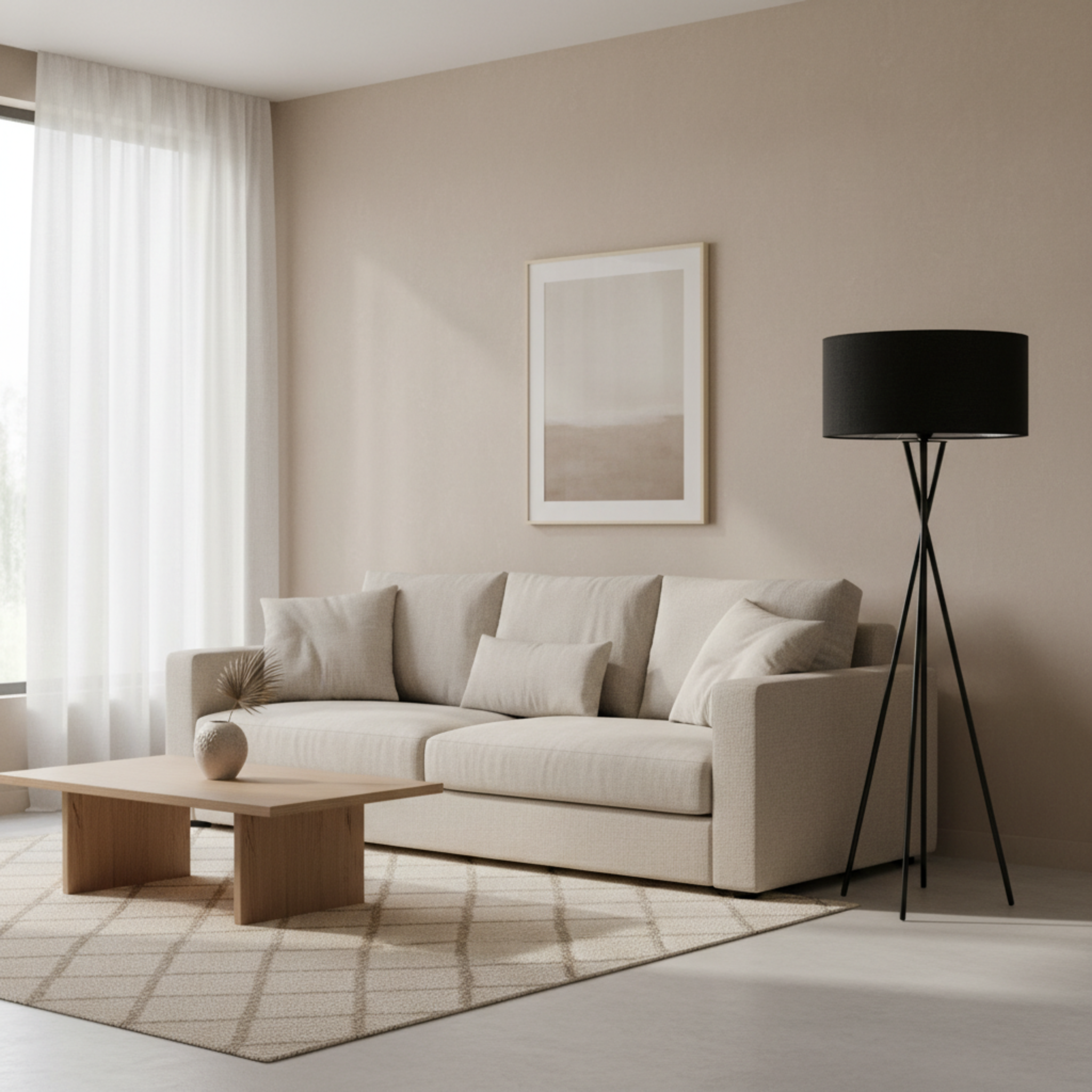 Lampadaire Trépied Noir Design Moderne – Éclairage Salon Chic