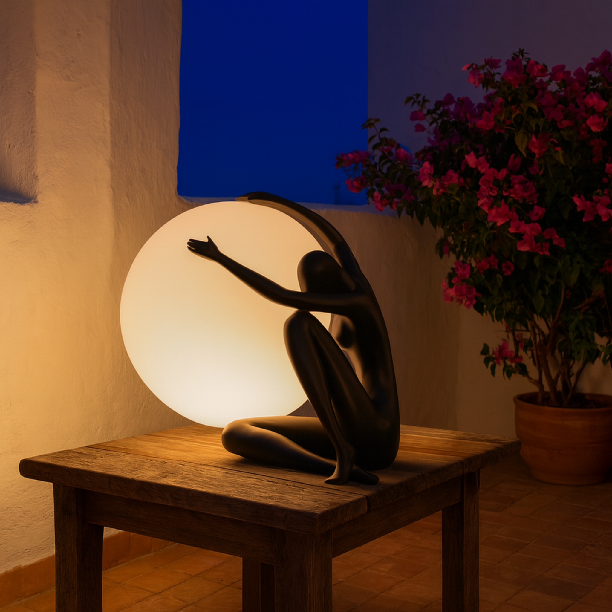Lampe à Poser Designer | Statue Femme & Globe | Fiolla Home Tunisie