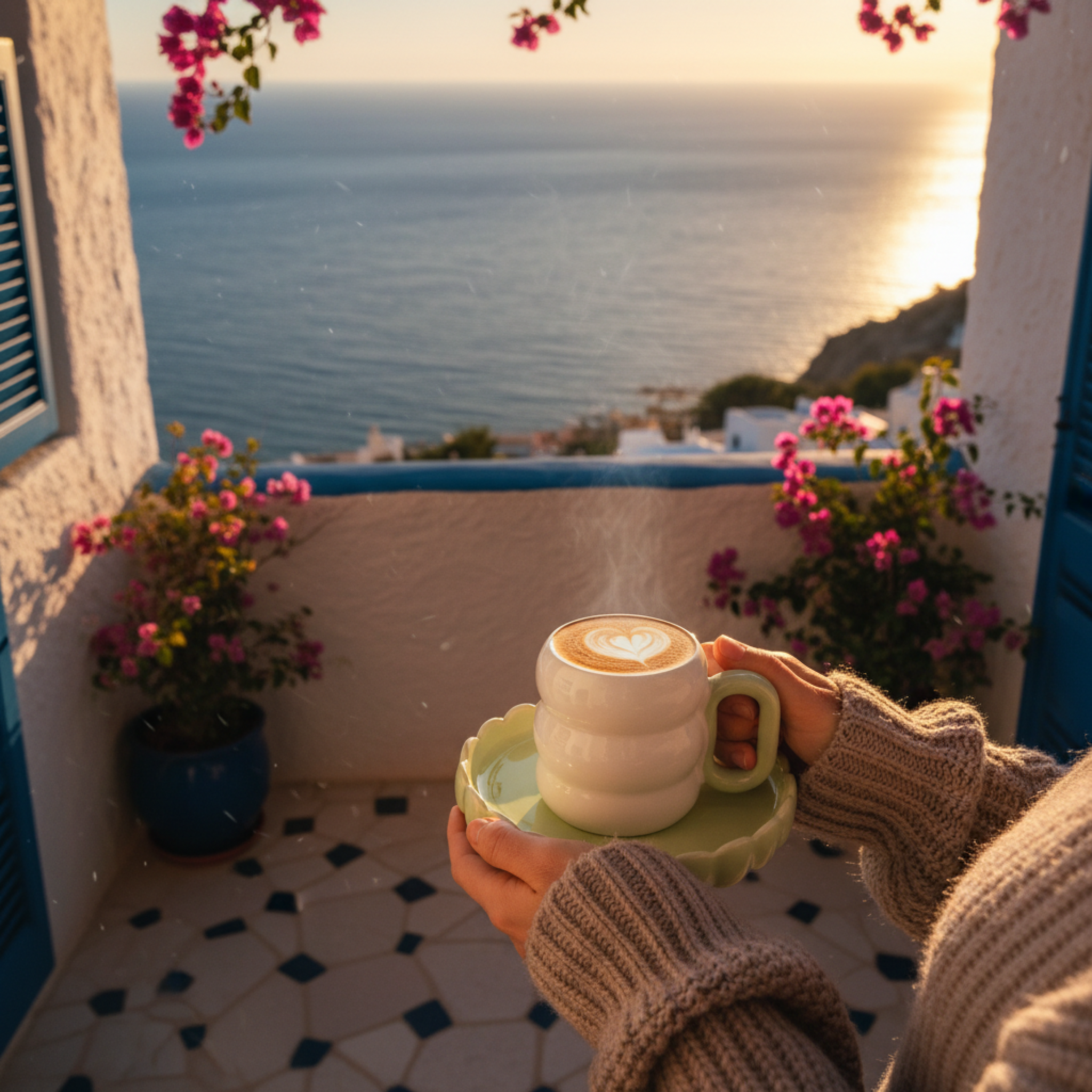 Tasse Bubbles Artisanale – Céramique Blanche & Vert Menthe