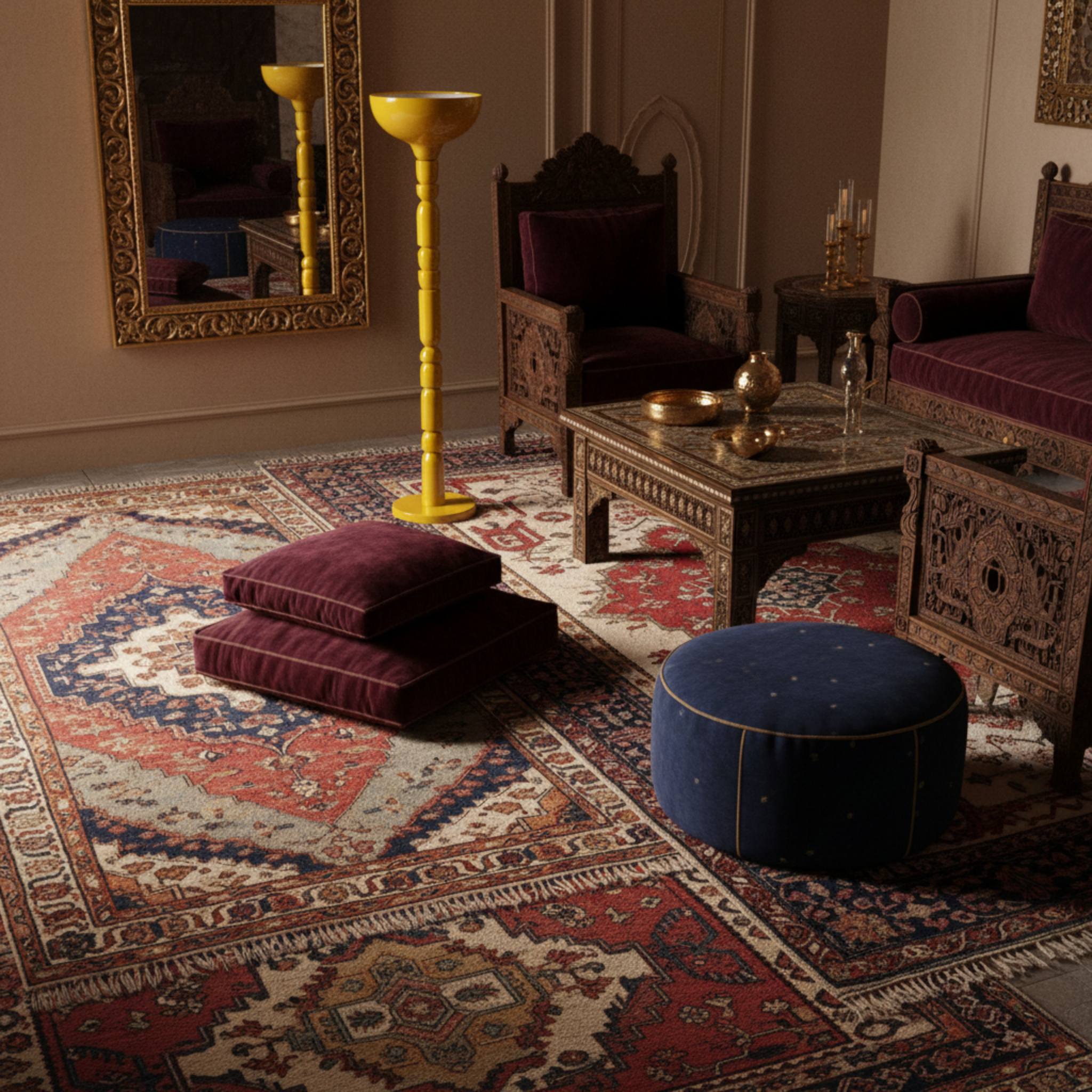 Lampadaire Sur Pied Design Jaune | Luminaire de Salon Moderne Tunisie