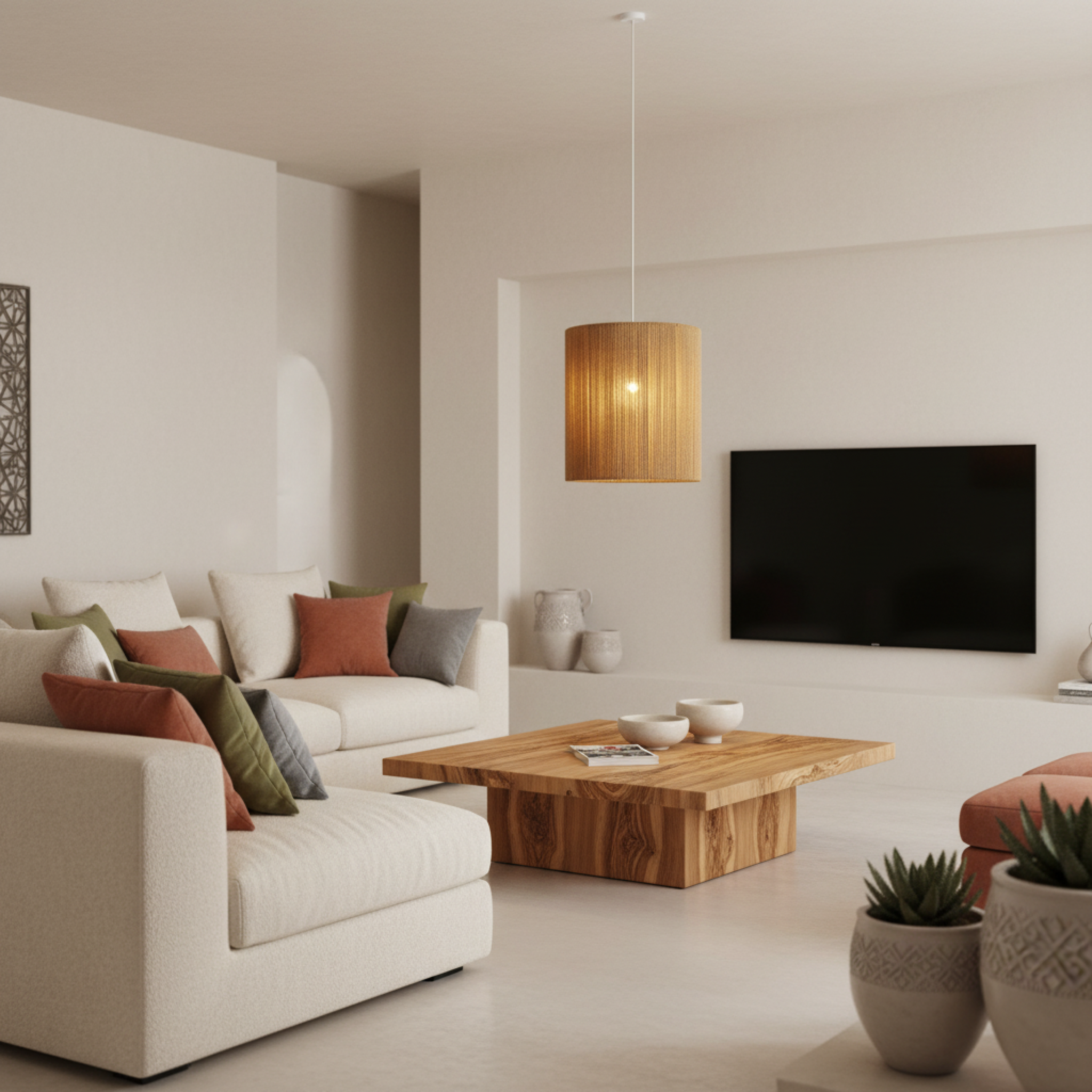 Suspension Jute Fait Main Tunisie - Lumière Naturelle & Artisanat Local