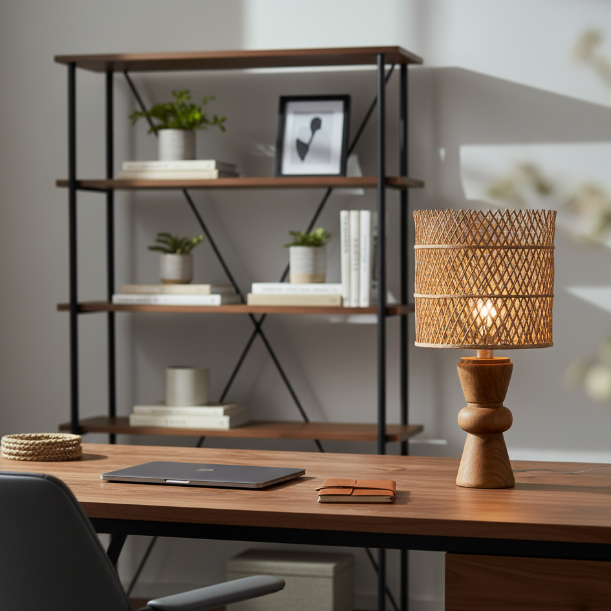 Lampe Veilleuse Bois d'Olivier | Abat-jour Palmier | Fiolla Home Tunisie