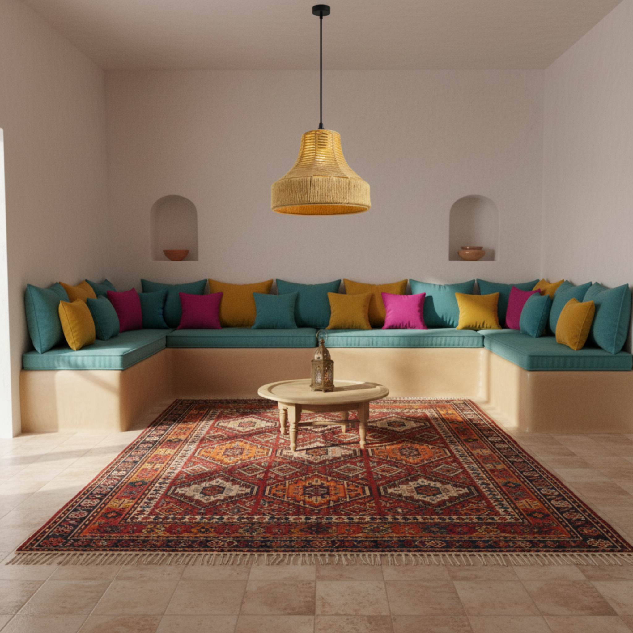 Suspension "Salma" en Jute Tressé – Lustre Boho Chic Polyvalent