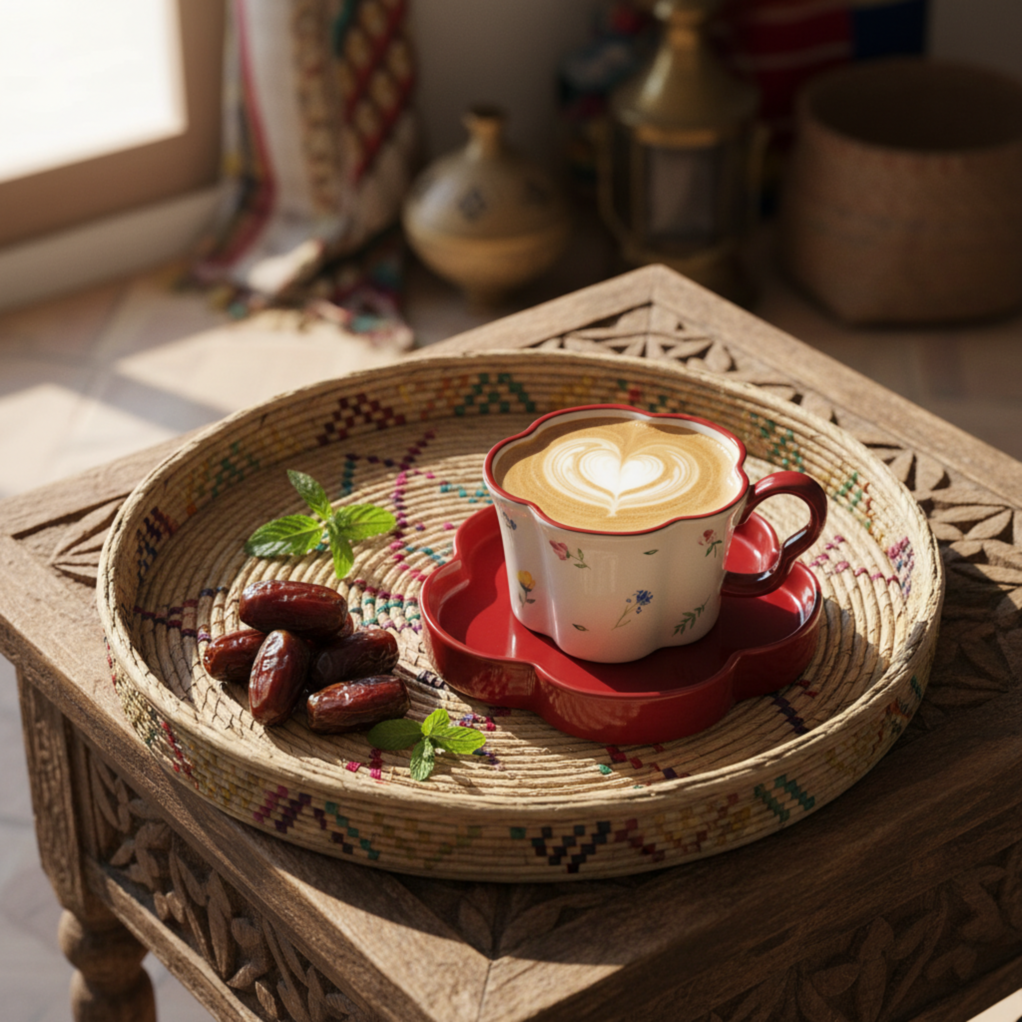 Tasse Forme Fleur & Soucoupe Rouge – Mug Cute & Idée Cadeau Tunisie