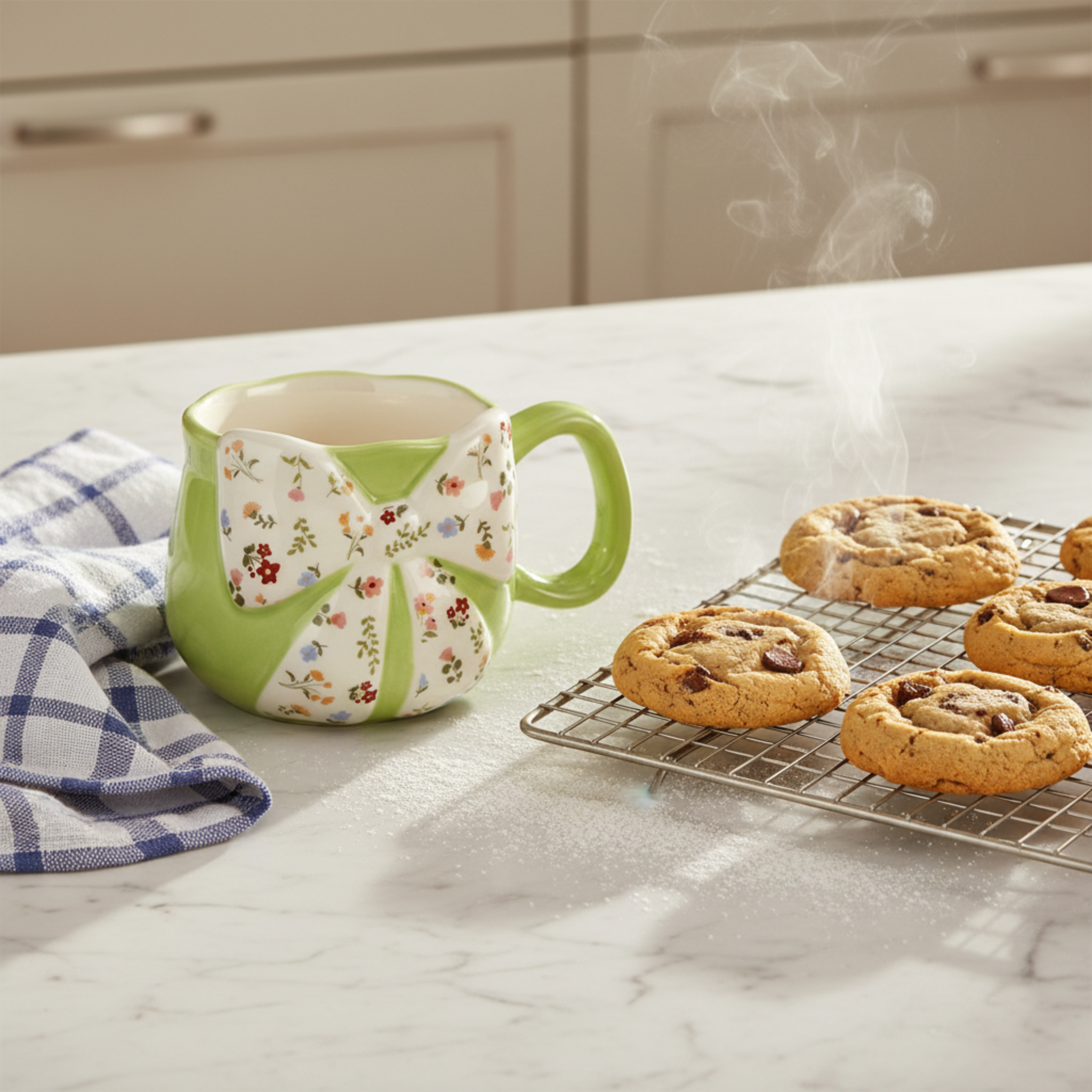 Mug Céramique Design Nœud & Fleurs – Tasse "Coquette" Tendance