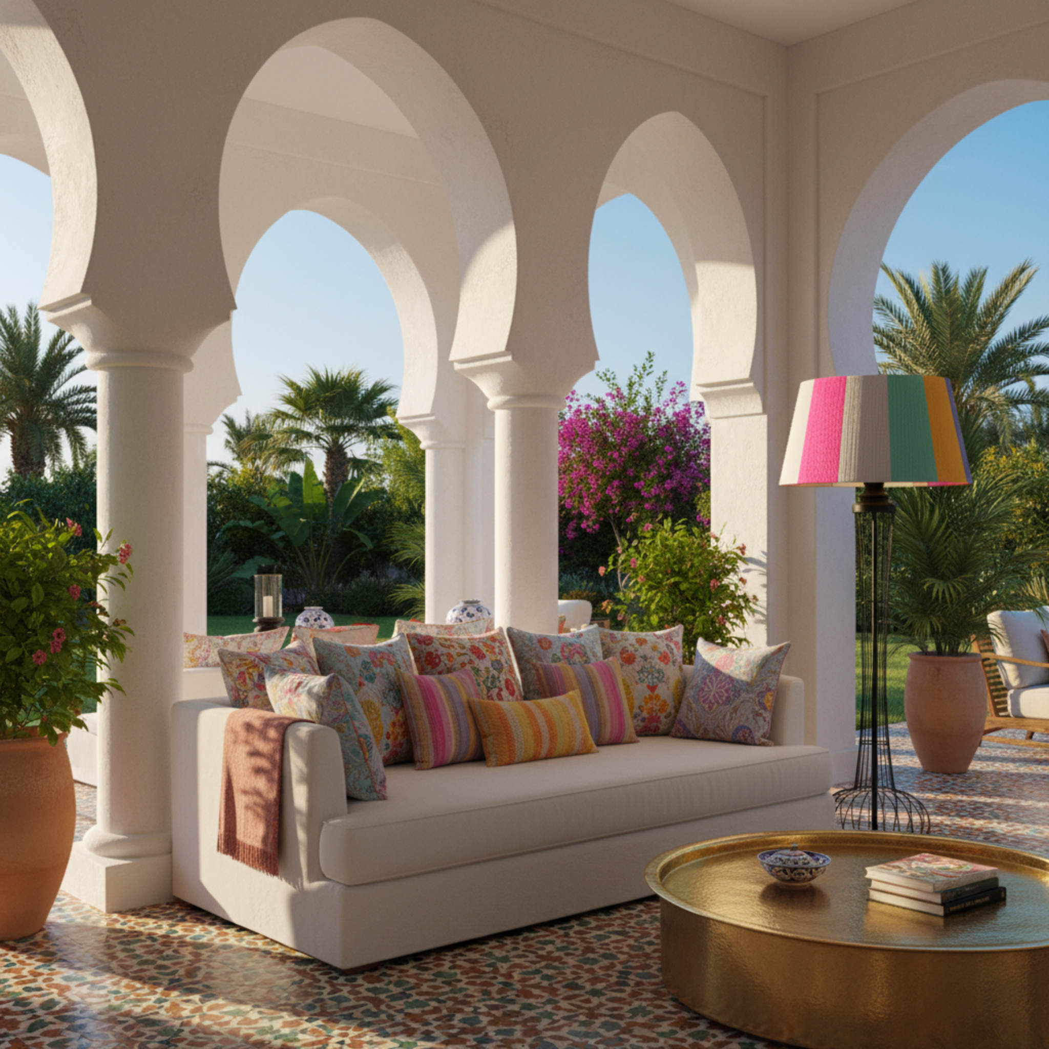 Lampadaire Design Multicolore | Abat-jour Graphique & Métal | Tunisie