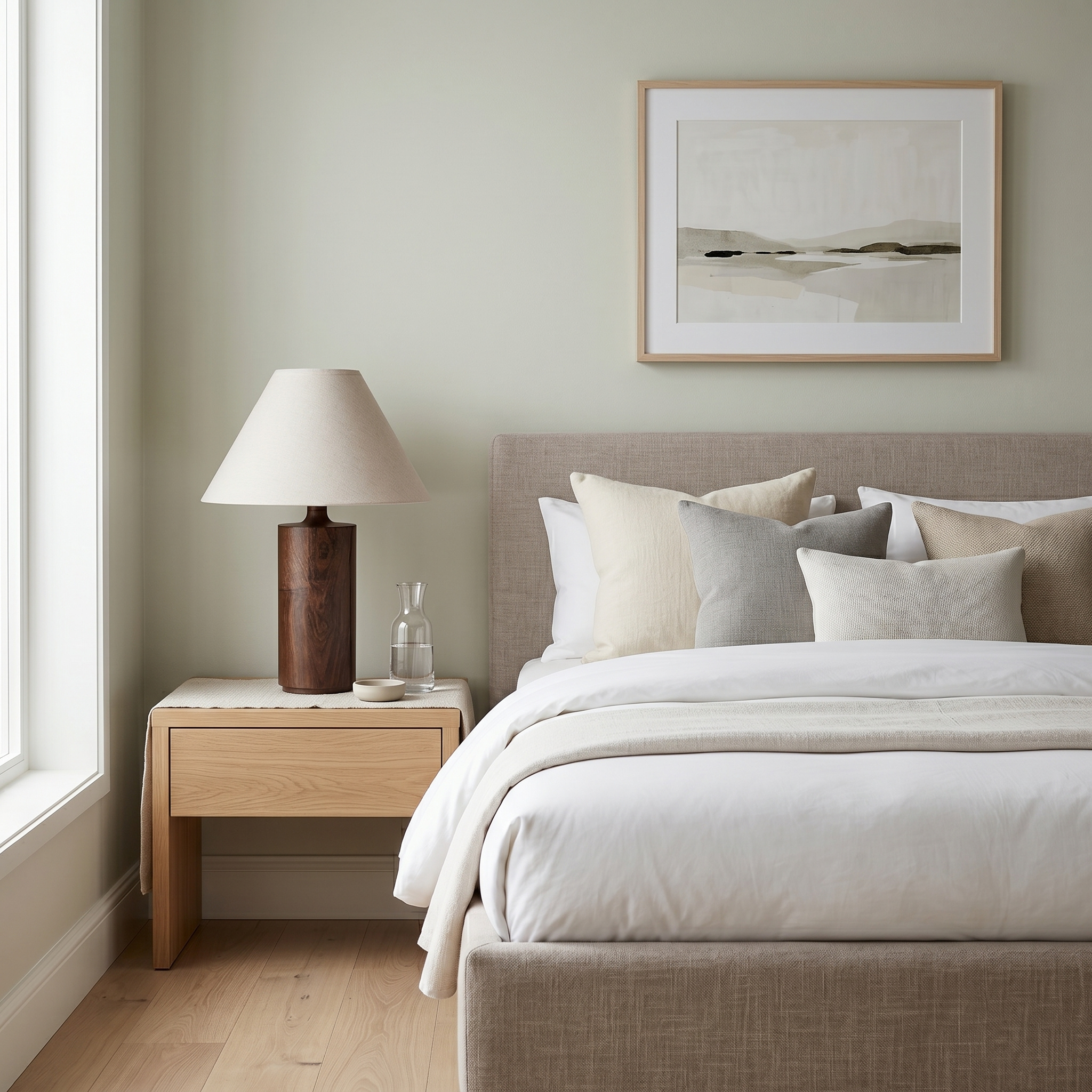 Lampe de Chevet Bois Hêtre & Lin | Fiolla Home Tunisie