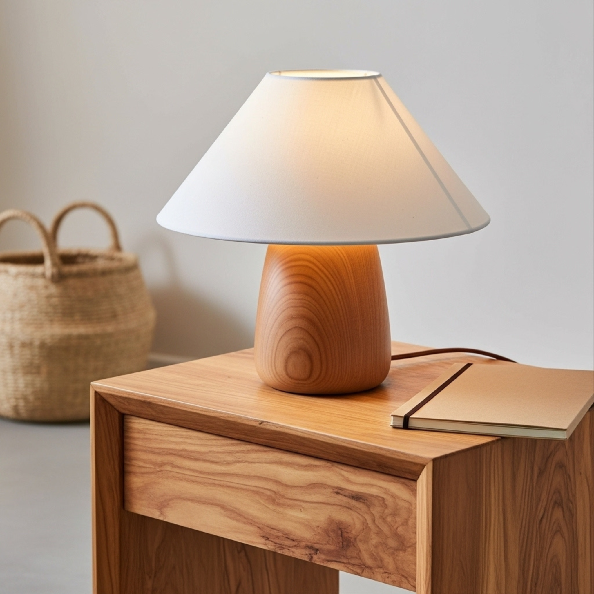 Veilleuse en Bois Artisanale – Lampe de Chevet Design Tunisie