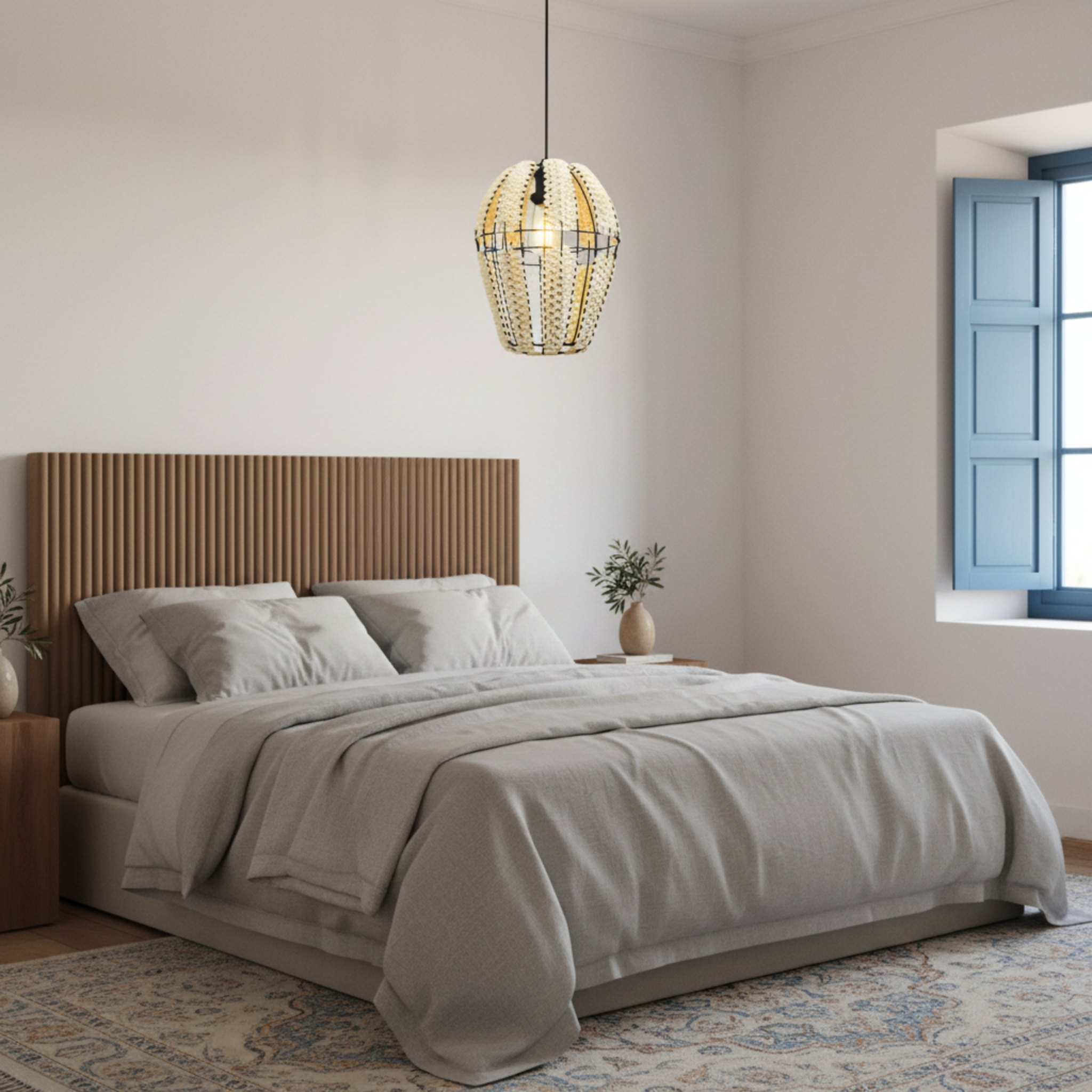 Suspension Corbeille "Vent du Sud" | Fibres Végétales & Métal | Tunisie