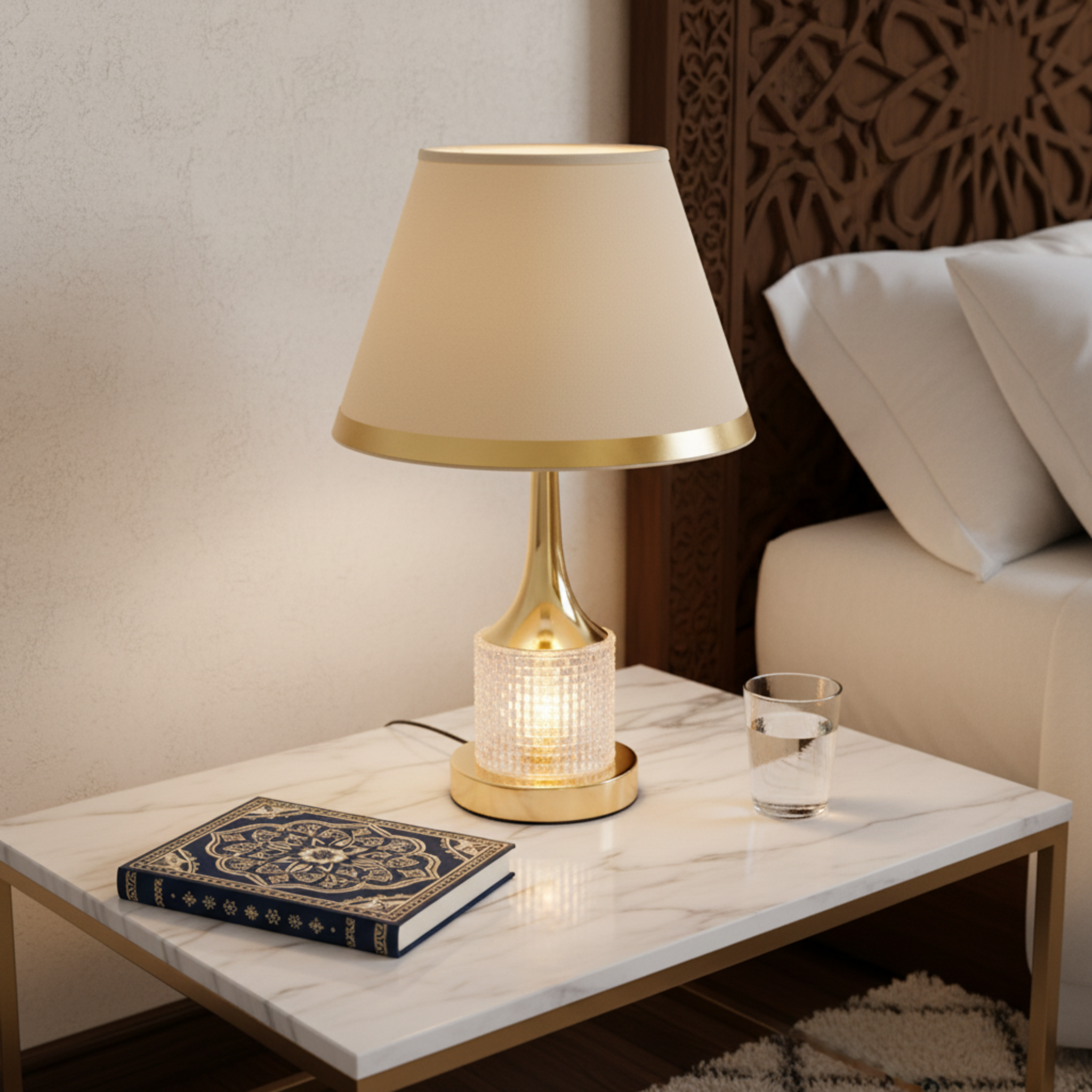 Lampe de Chevet Dorée – Veilleuse Élégante pour Chambre à Coucher Tunisie | Fiolla Home