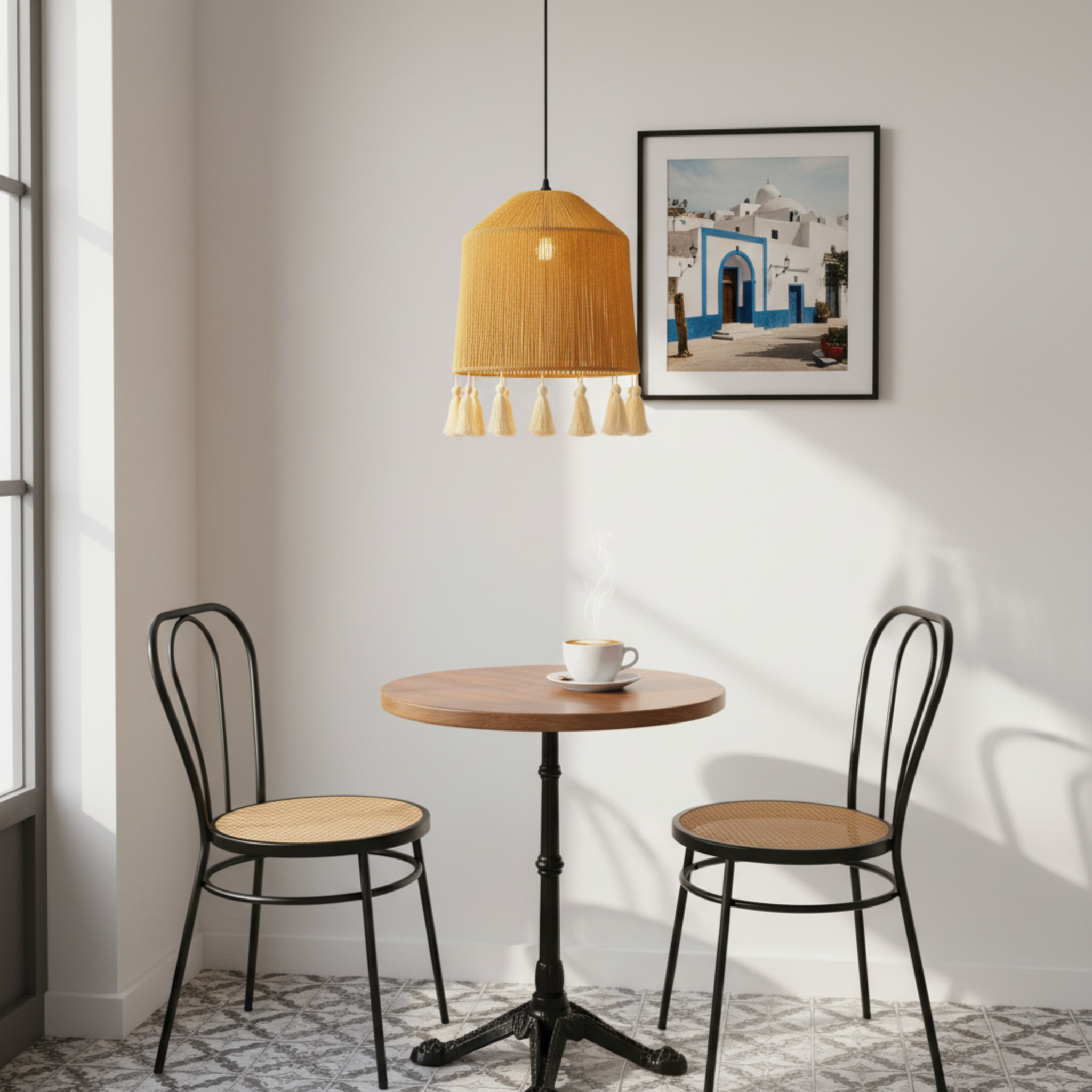 Suspension Bohème "Yasmine" – Lustre en Jute Tressé à Pompons