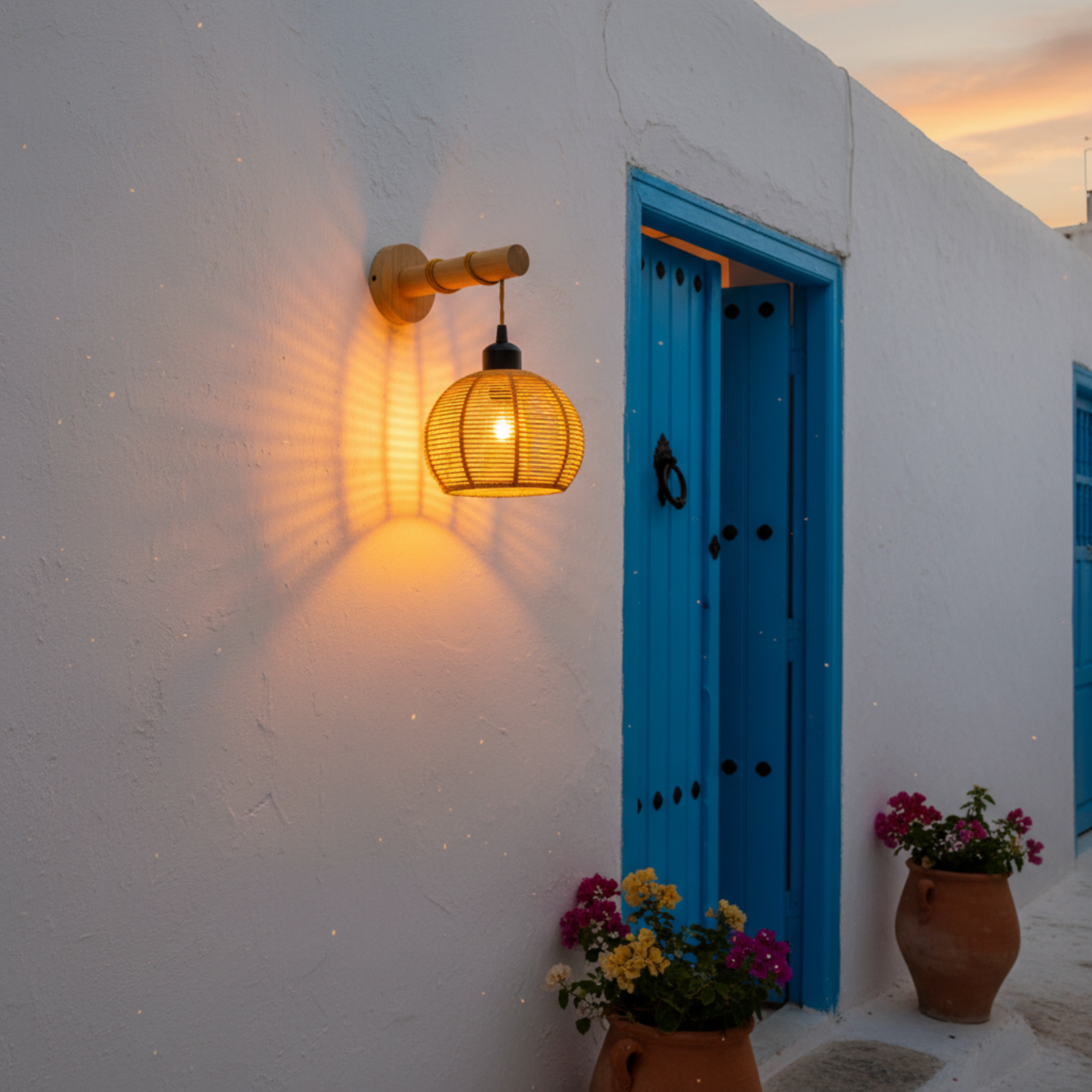 Applique Murale "Nasma" – Baladeuse Design en Bois et Jute Tressé