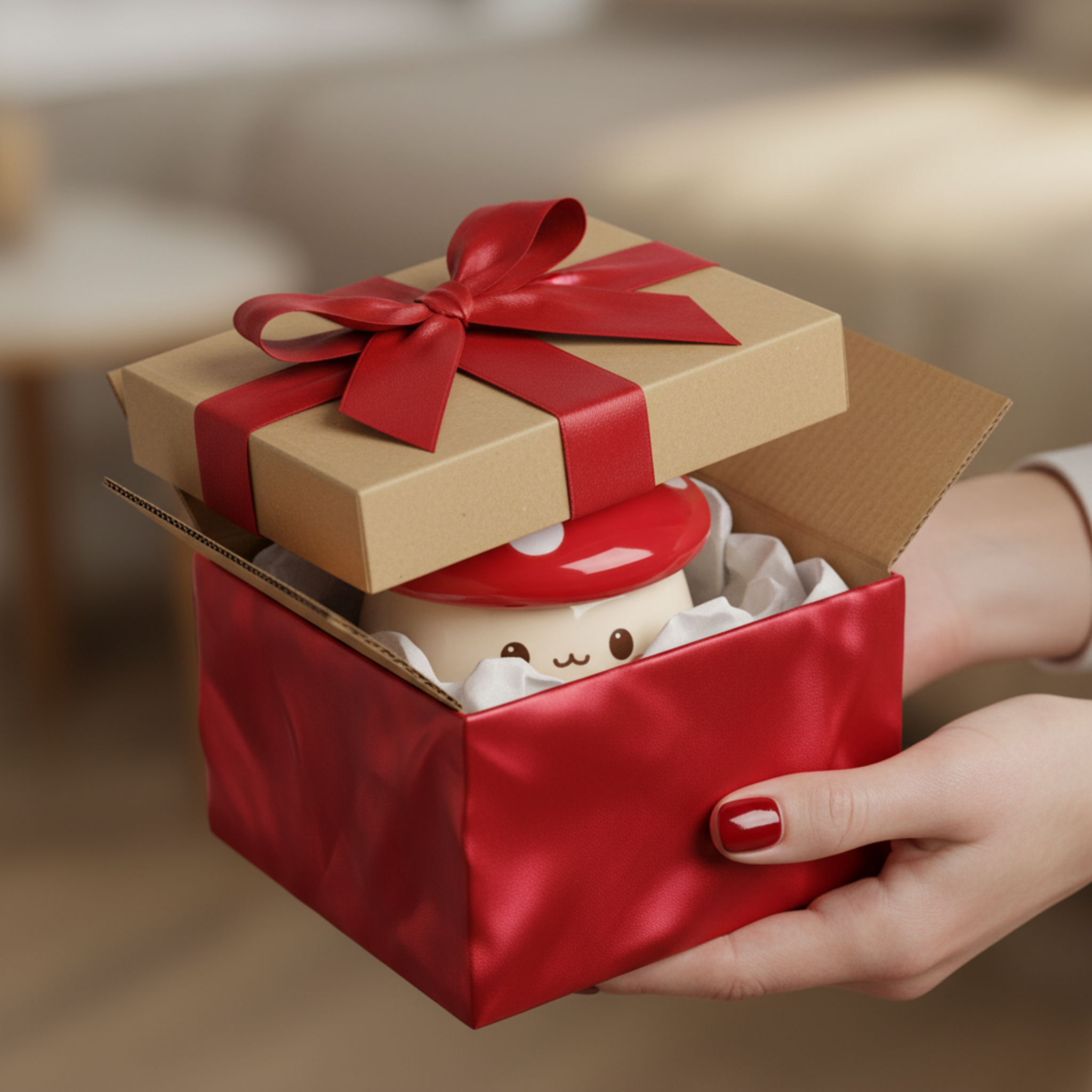 Mug Champignon Kawaii avec Couvercle – Tasse Céramique Mignonne