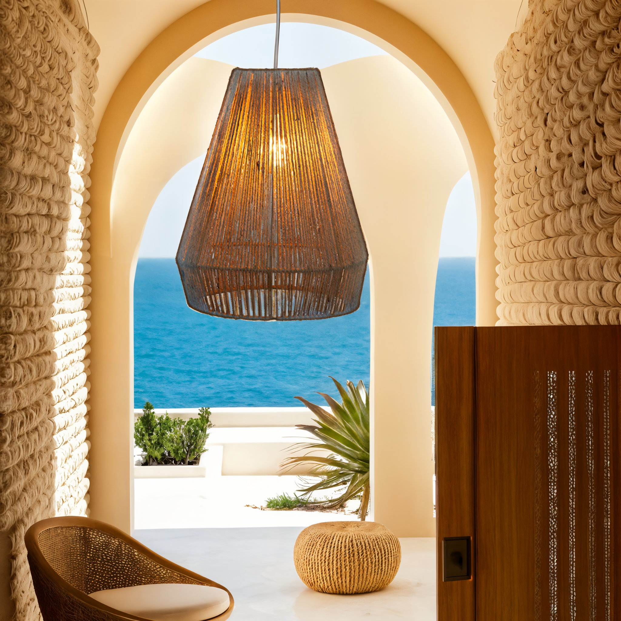 Suspension en Jute Naturel Nayra | Éclairage Bohème Chic | Fiolla Home