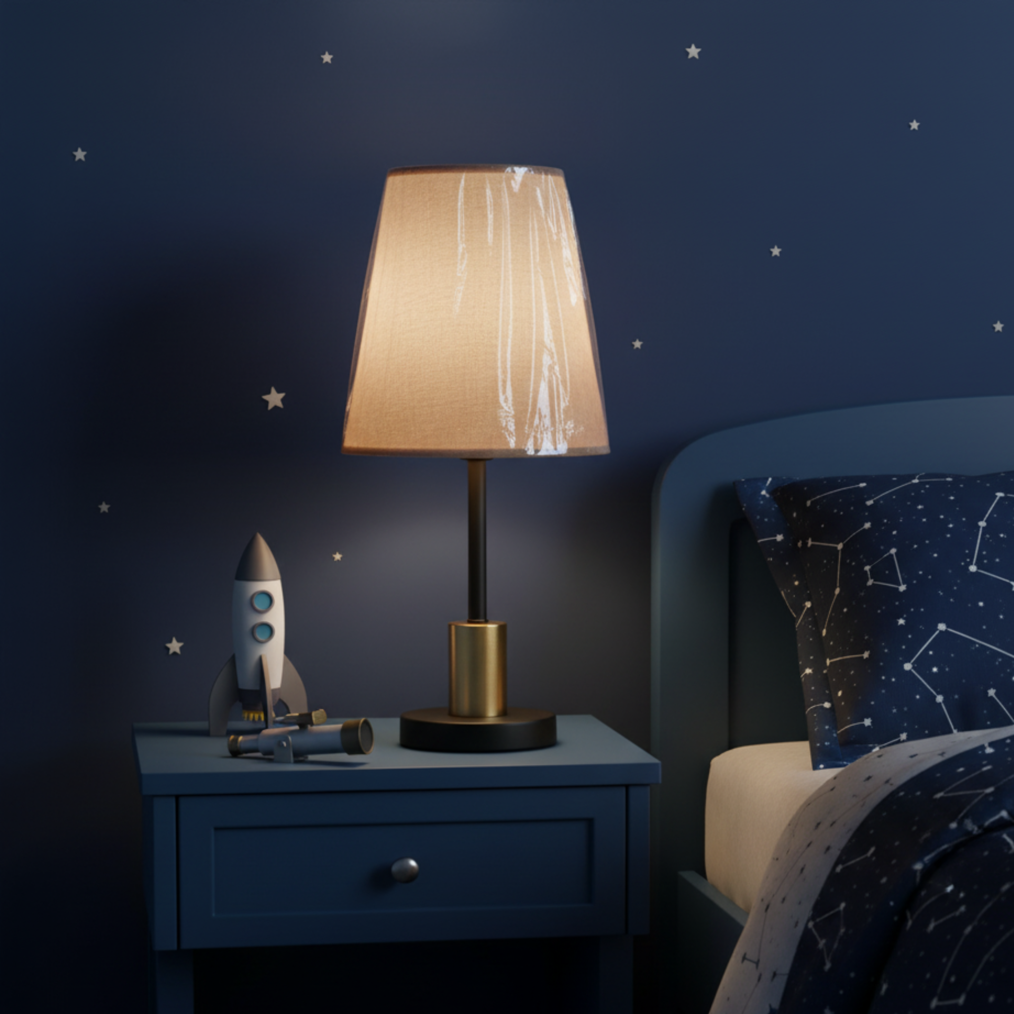 Lampe de Chevet Moderne Tunisie | Tissu Beige & Laiton | Fiolla Home