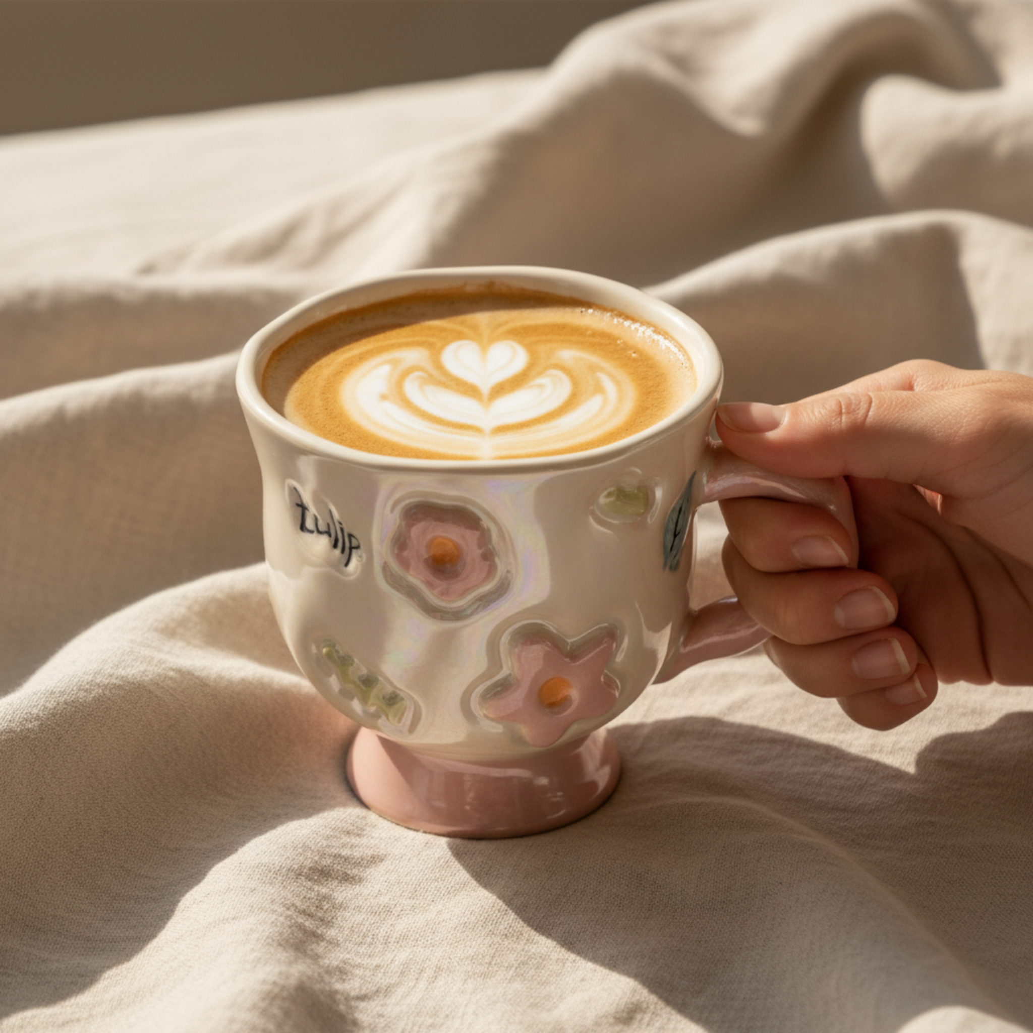 Mug Rose Design Fleur en Relief en Céramique – Style Moderne Tunisie