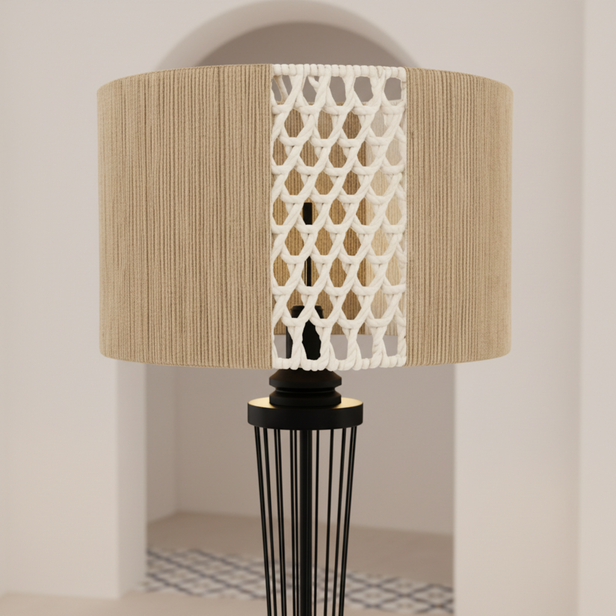 Lampadaire Jute et Macramé | Design Bohème Artisanal | Tunisie