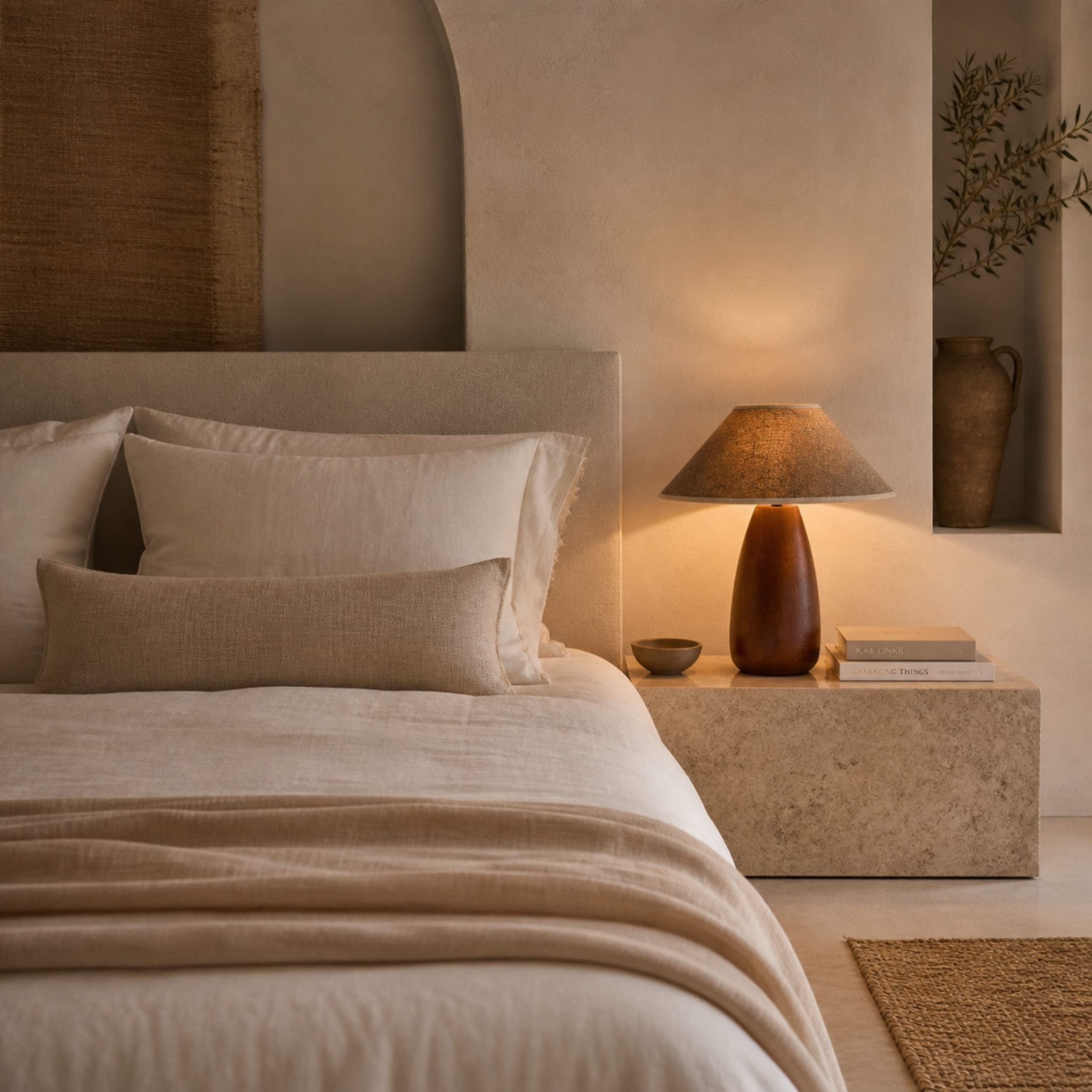 Lampe de Table Acajou Sapele | Abat-Jour Lin | Fiolla Home